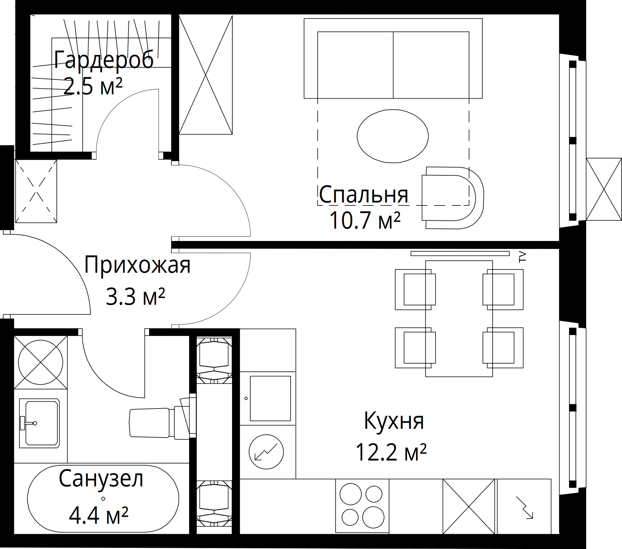 1-комн. Квартира 33.10 м², 142701, Московская область