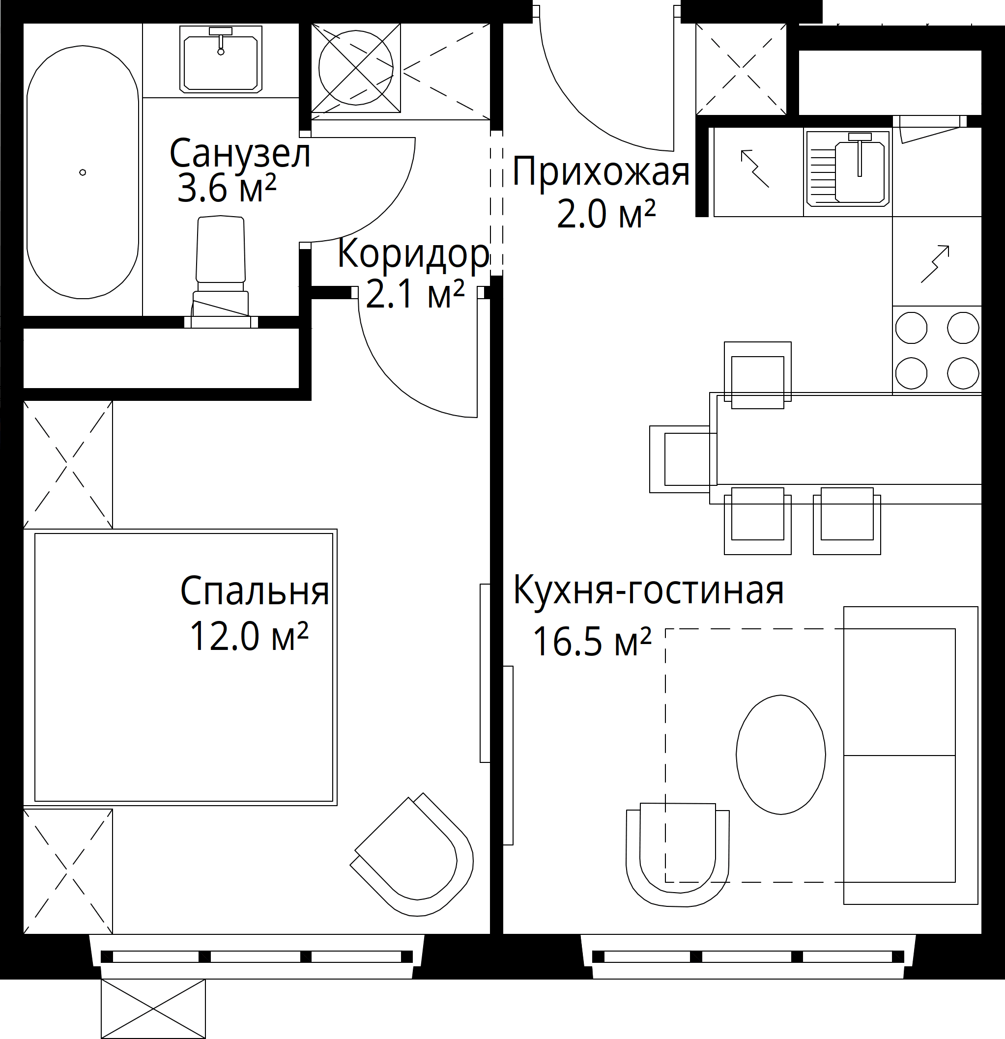 1-комн. Квартира 36.20 м², 142701, Московская область