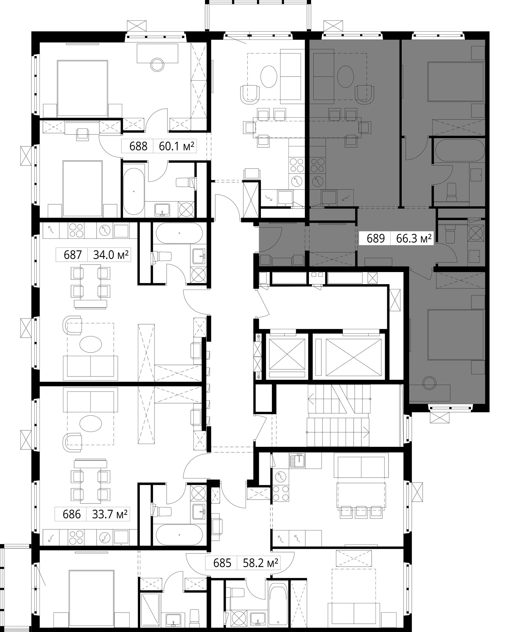 2-комн. Квартира 66.30 м², 142701, Московская область