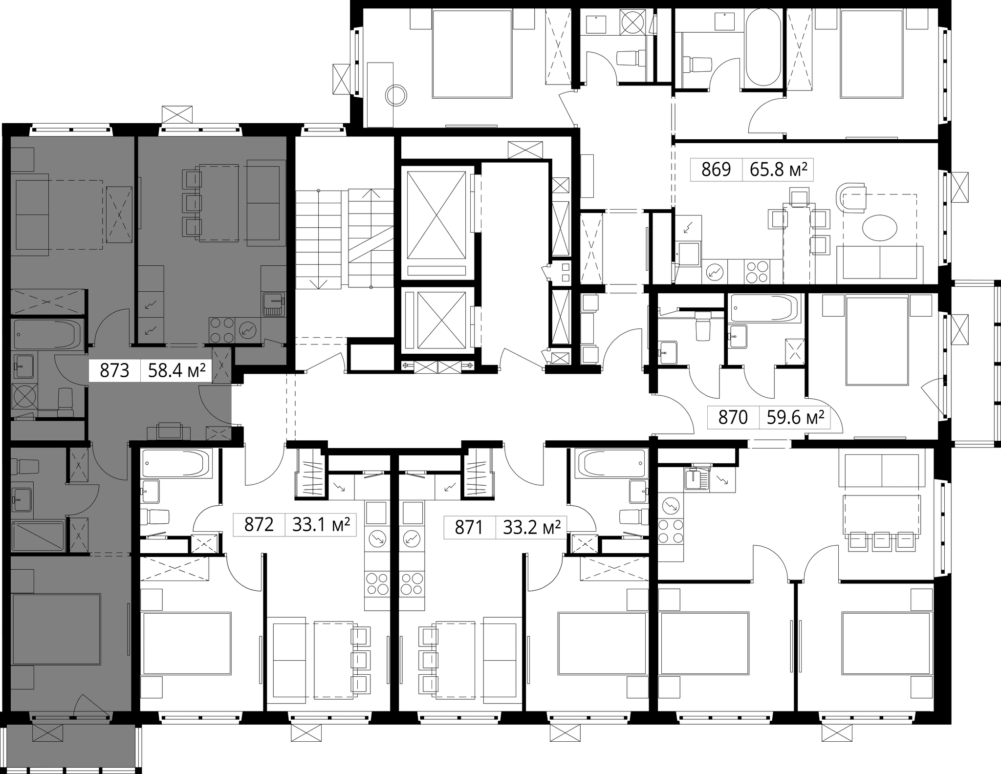 2-комн. Квартира 58.40 м², 142701, Московская область