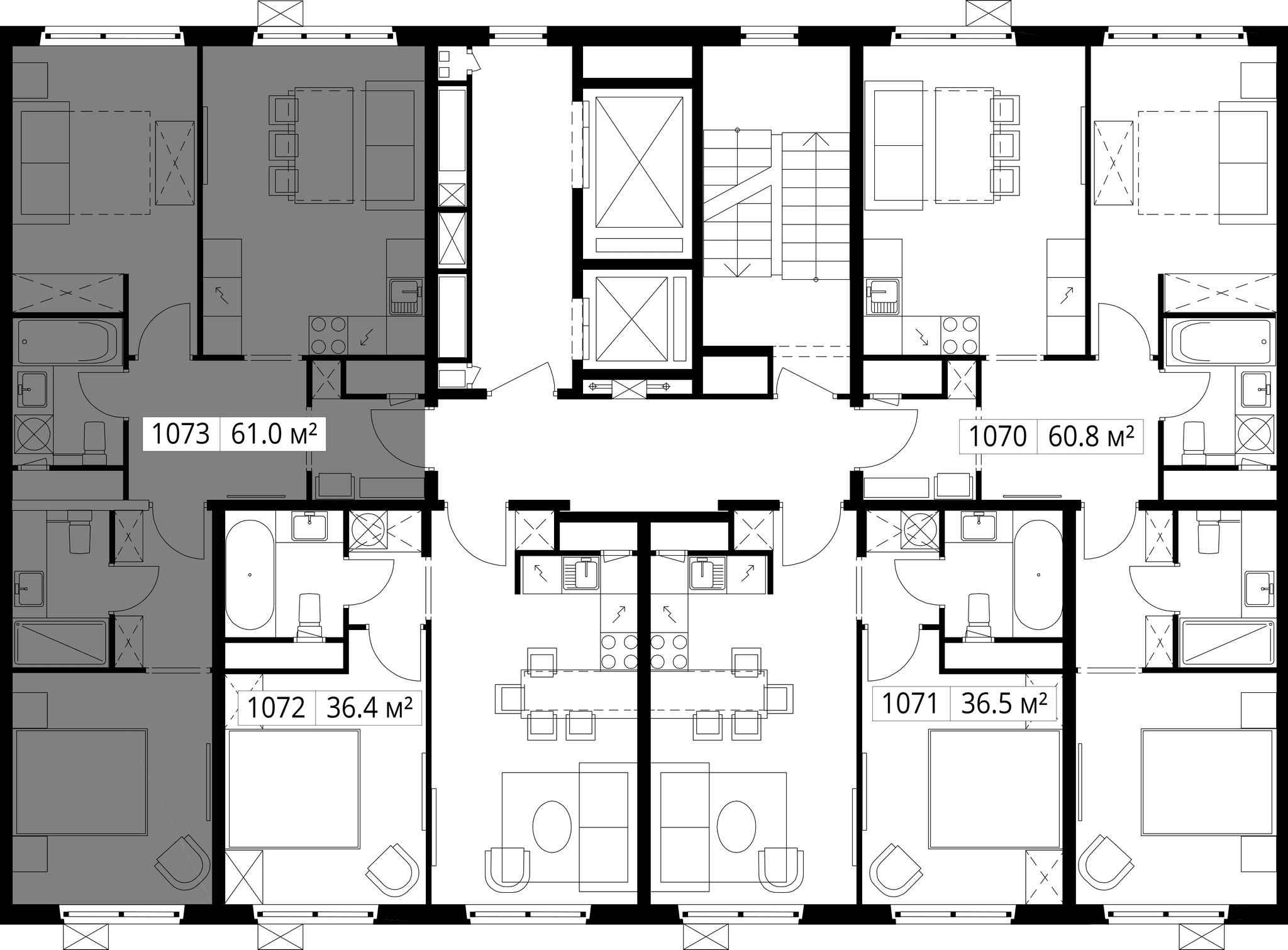 2-комн. Квартира 61.00 м², 142701, Московская область