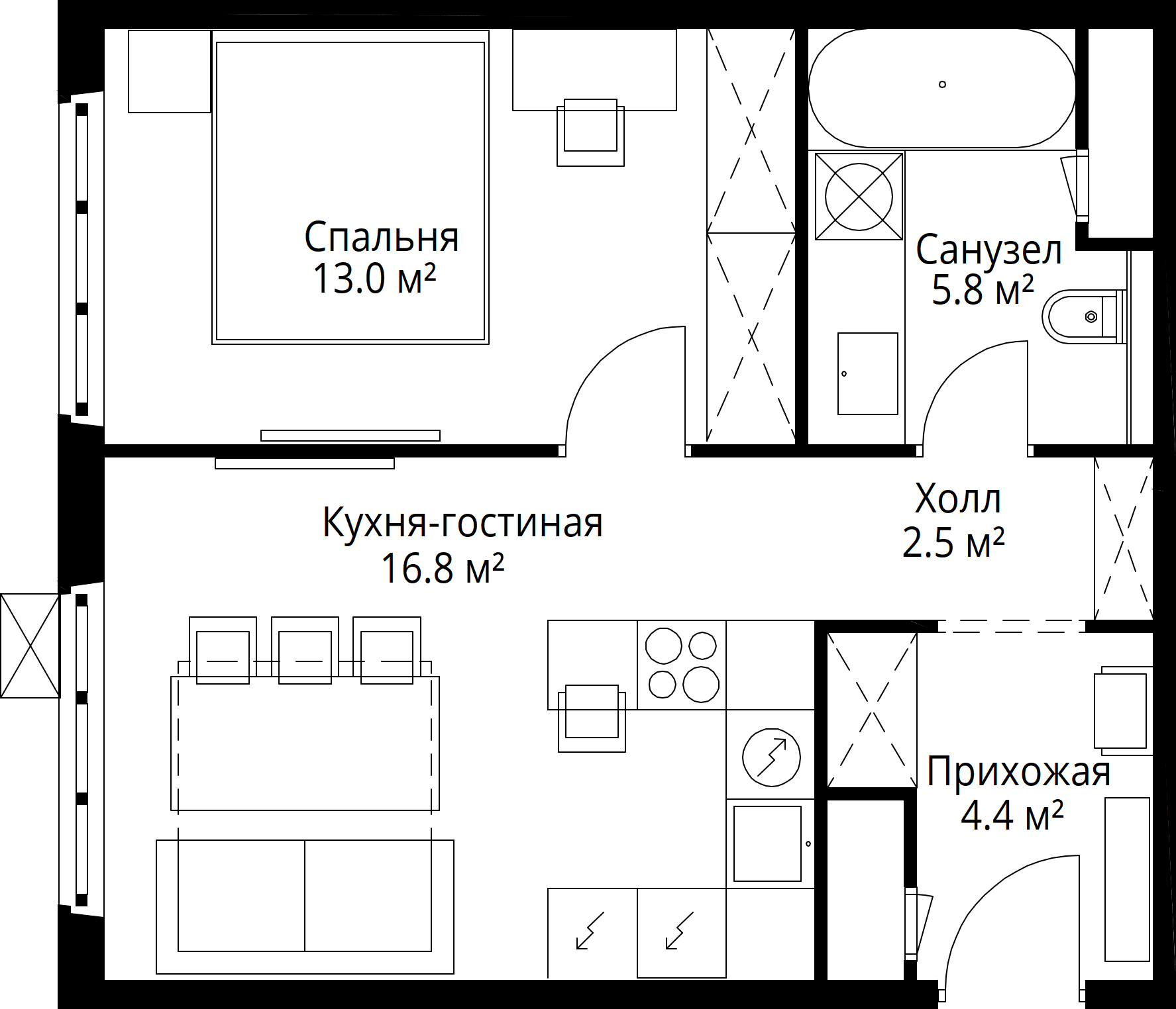 1-комн. Квартира 42.50 м², 142701, Московская область