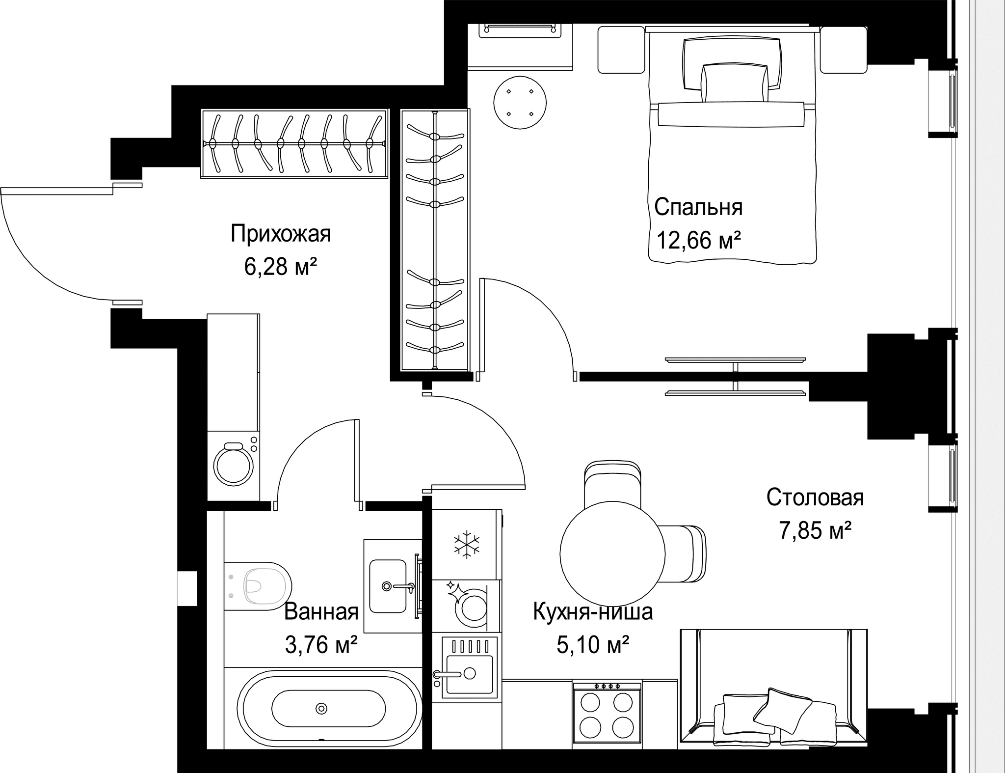 1-комн. Квартира 35.65 м², г. Москва, Вишнёвая улица