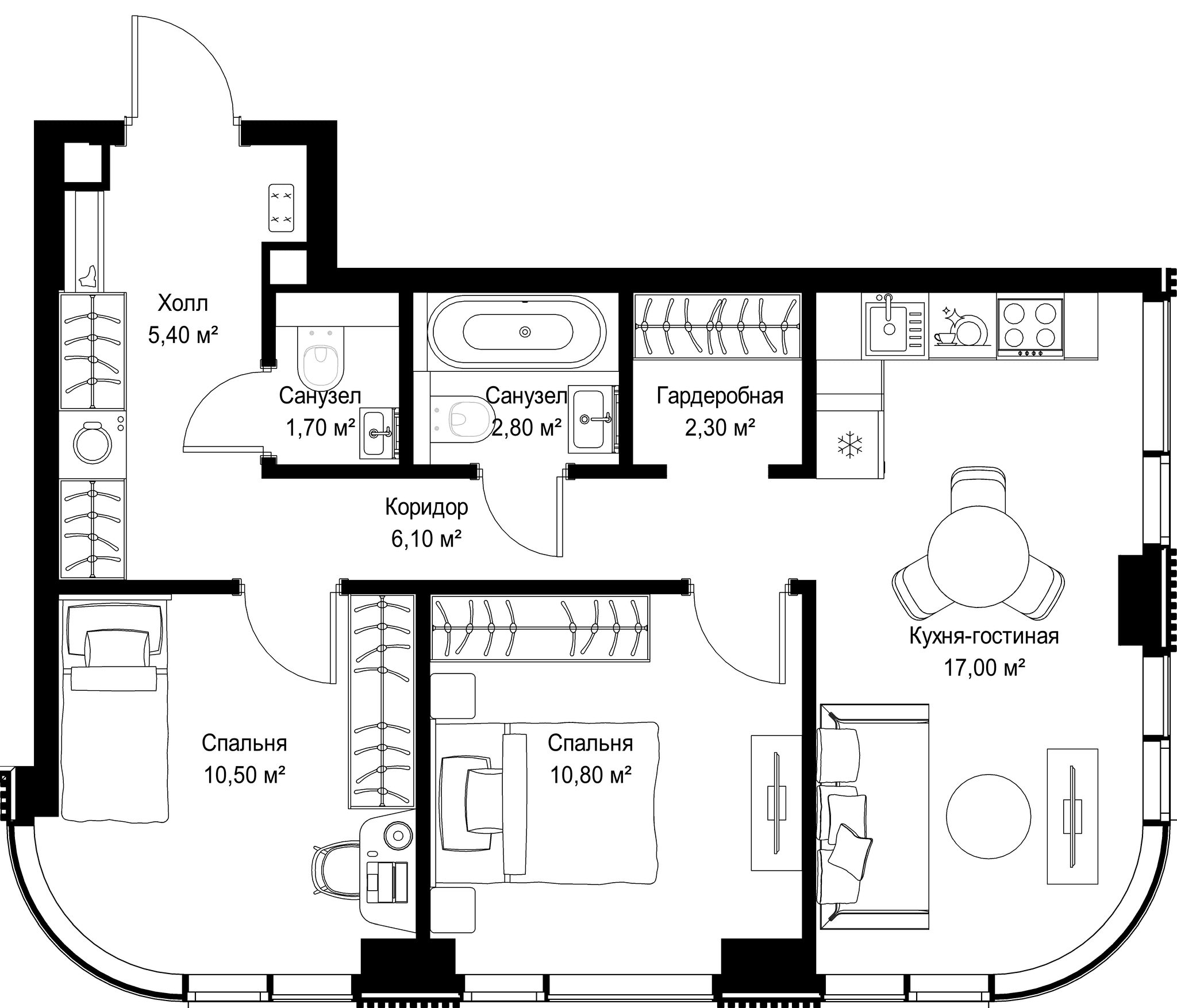 2-комн. Квартира 56.60 м², г. Москва, Вишнёвая улица