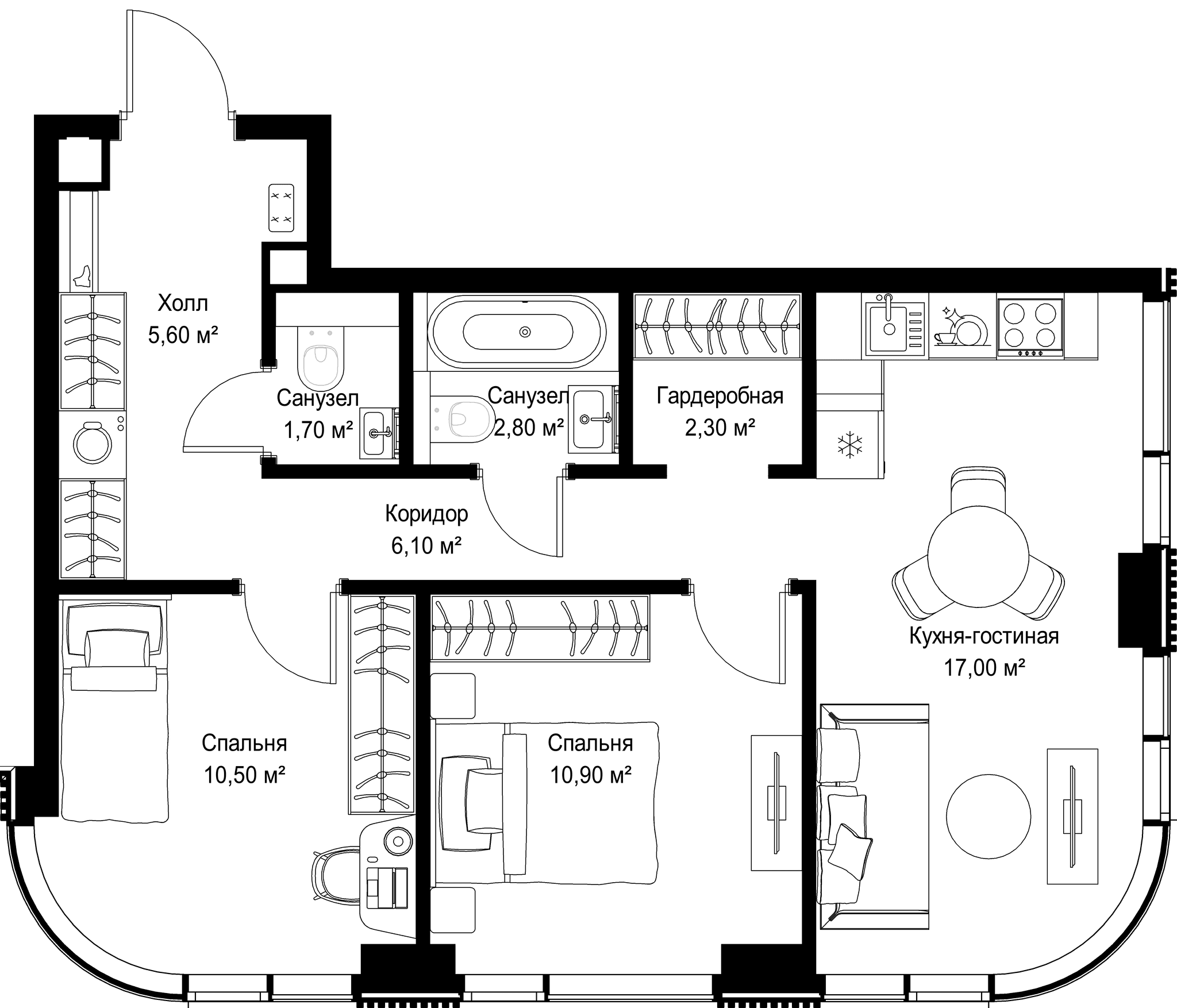 2-комн. Квартира 56.90 м², г. Москва, Вишнёвая улица
