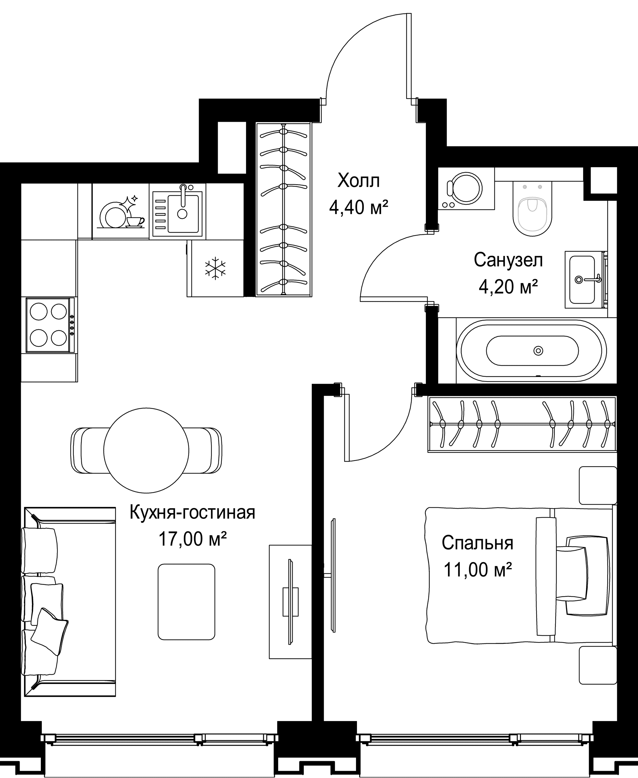 1-комн. Квартира 36.60 м², г. Москва, Вишнёвая улица