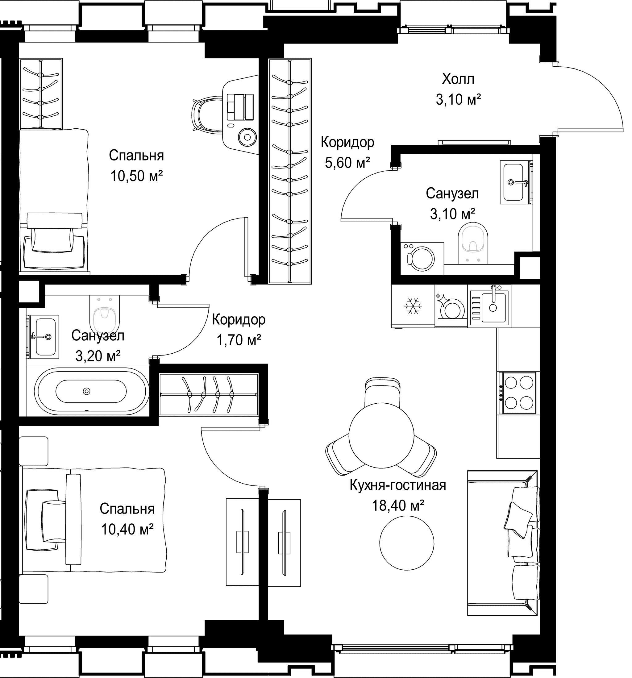 2-комн. Квартира 56.00 м², г. Москва, Вишнёвая улица