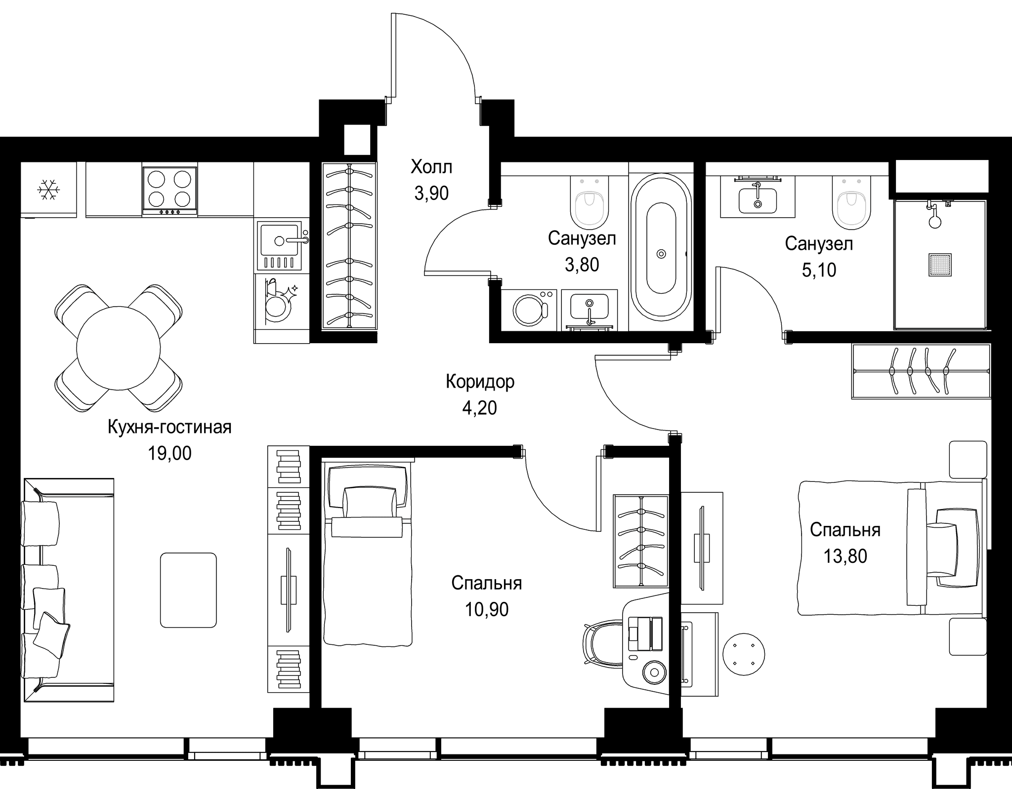 2-комн. Квартира 60.70 м², г. Москва, Вишнёвая улица
