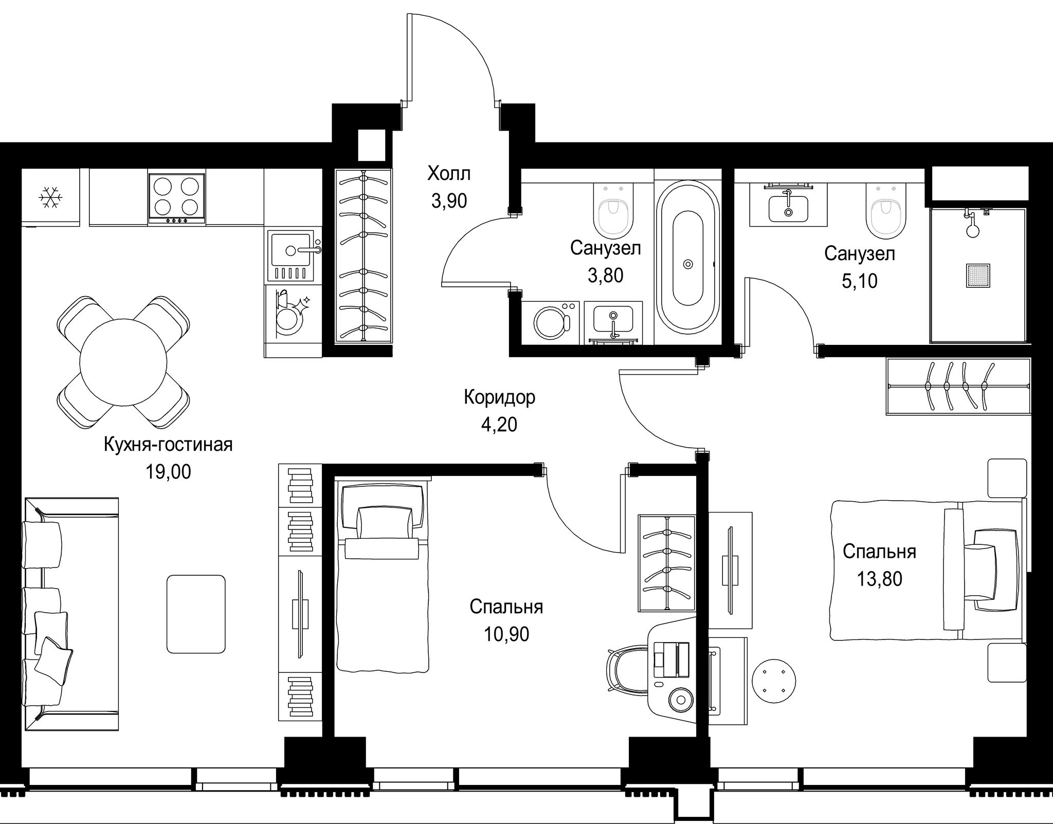 2-комн. Квартира 60.70 м², г. Москва, Вишнёвая улица