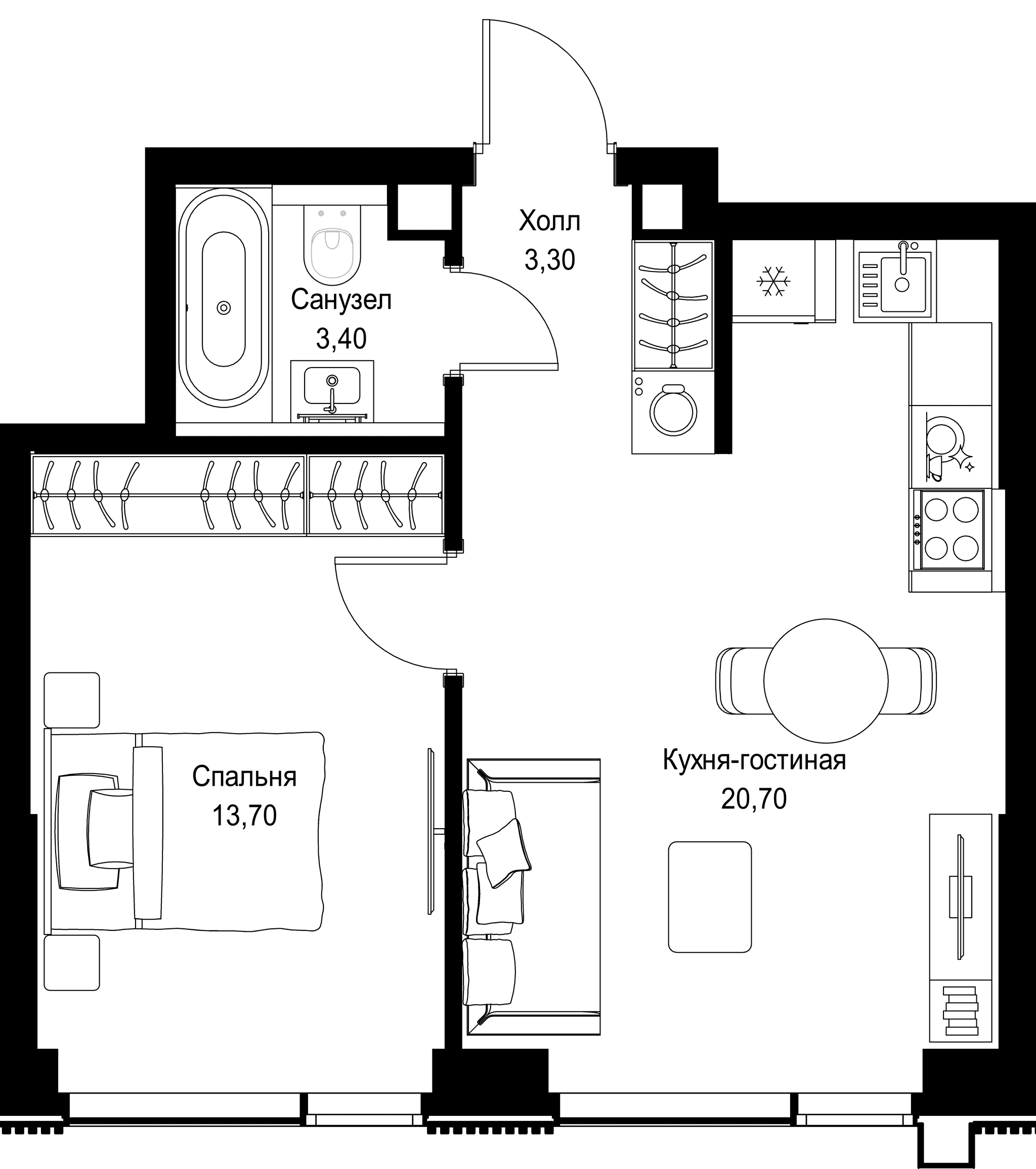 1-комн. Квартира 41.10 м², г. Москва, Вишнёвая улица