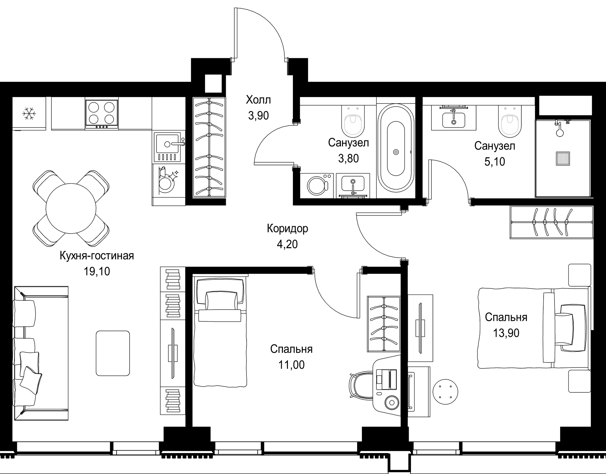 2-комн. Квартира 61.00 м², г. Москва, Вишнёвая улица