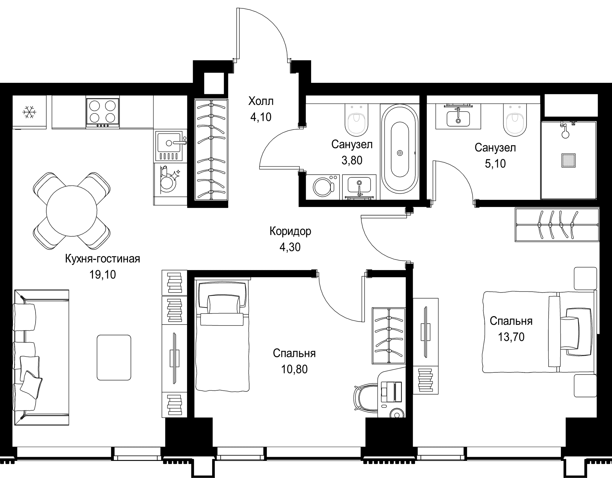 2-комн. Квартира 60.90 м², г. Москва, Вишнёвая улица