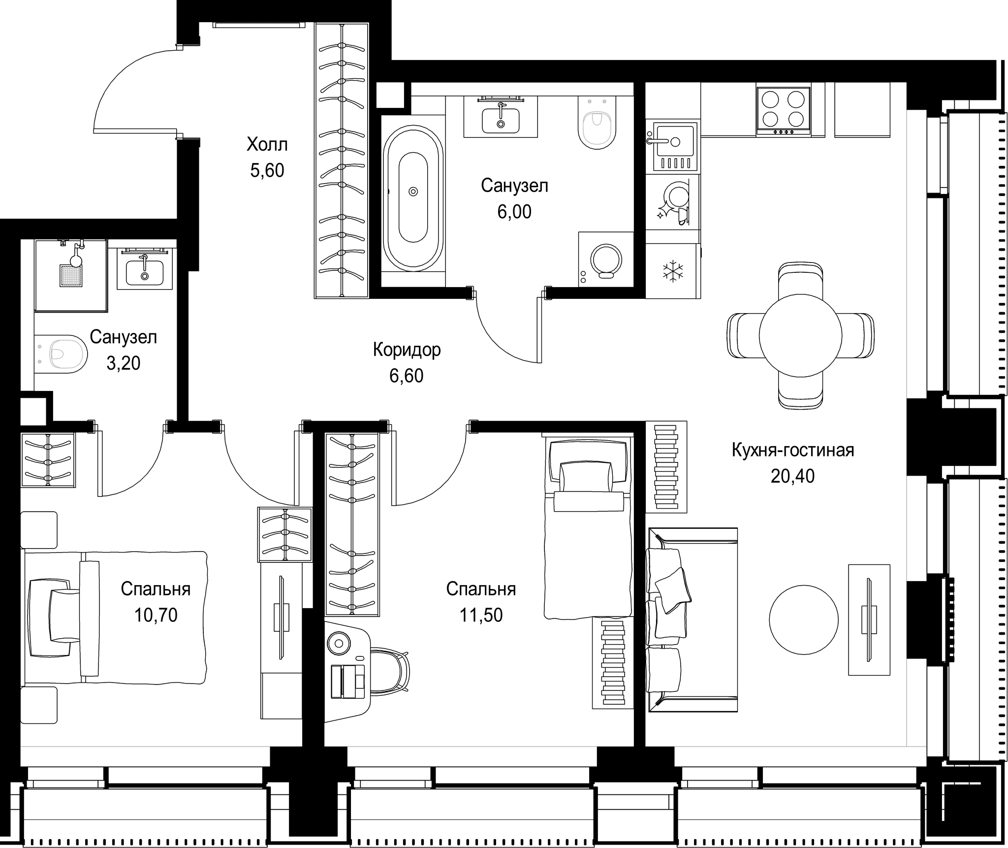 2-комн. Квартира 64.00 м², г. Москва, Вишнёвая улица