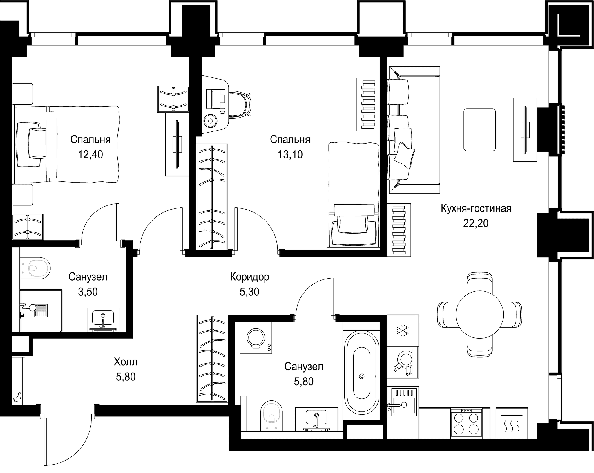 2-комн. Квартира 68.10 м², г. Москва, Вишнёвая улица