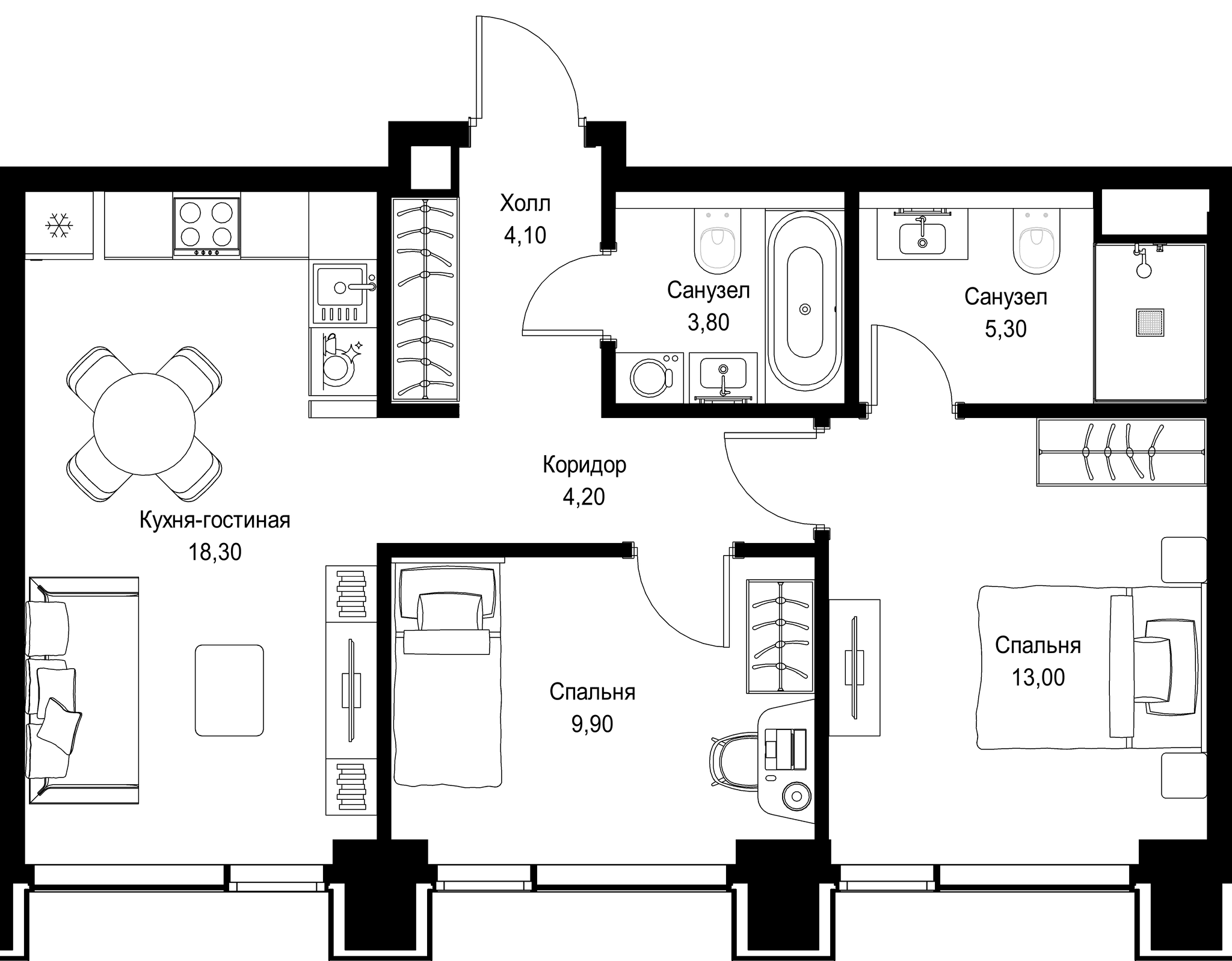 2-комн. Квартира 58.60 м², г. Москва, Вишнёвая улица
