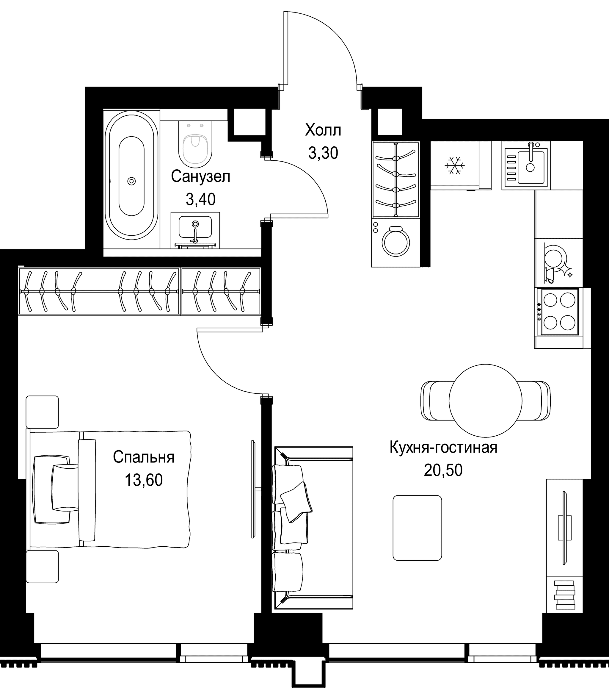 1-комн. Квартира 40.80 м², г. Москва, Вишнёвая улица