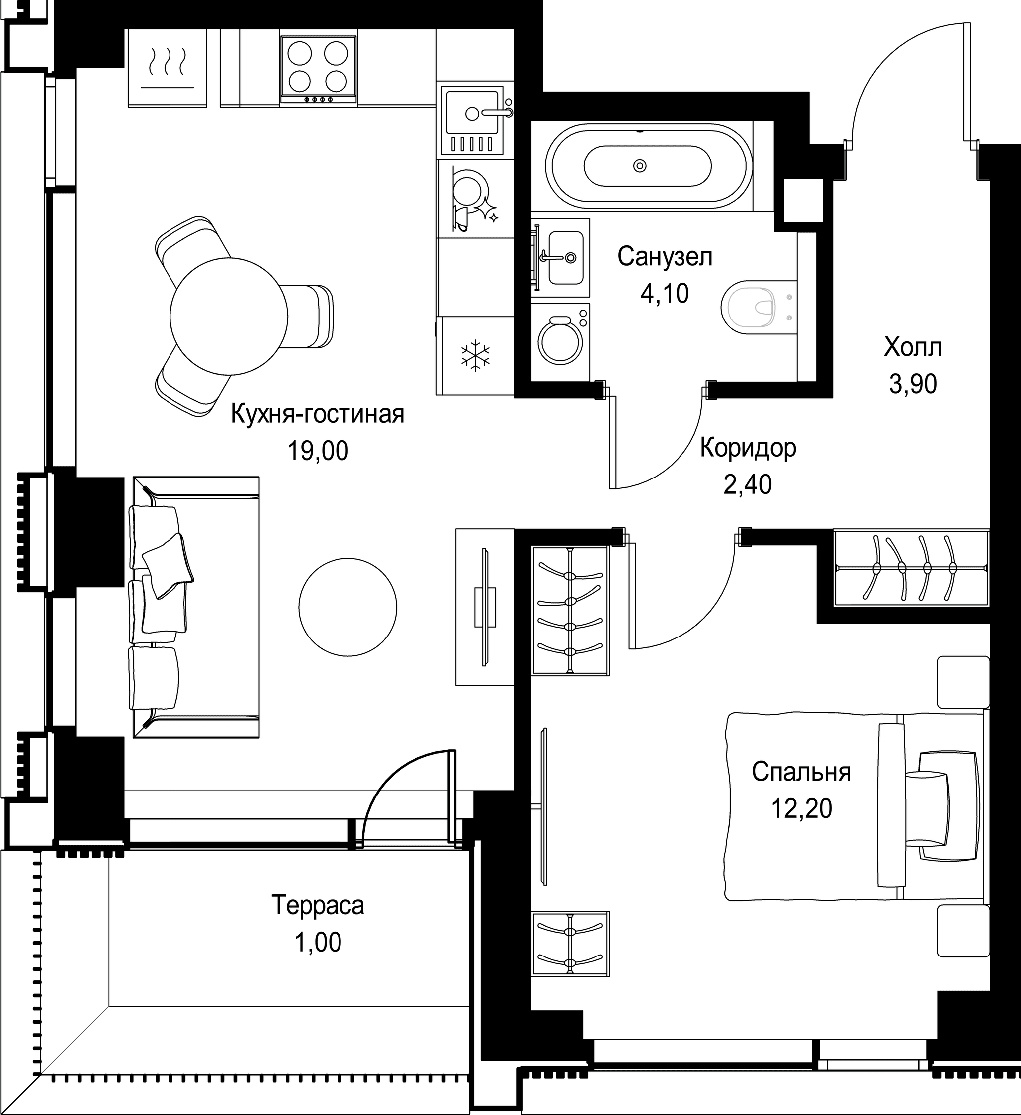 1-комн. Квартира 42.60 м², г. Москва, Вишнёвая улица