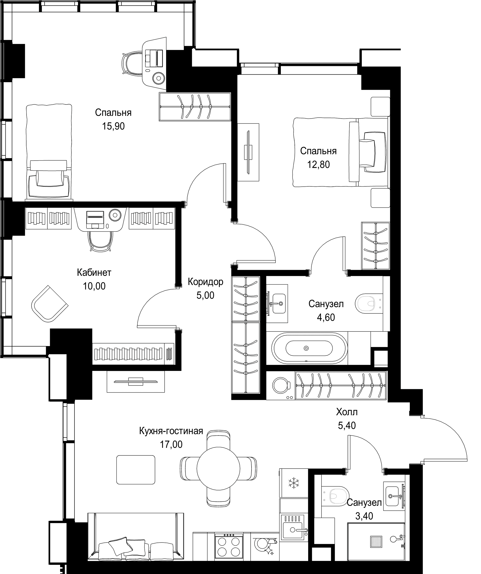 3-комн. Квартира 74.10 м², г. Москва, Вишнёвая улица