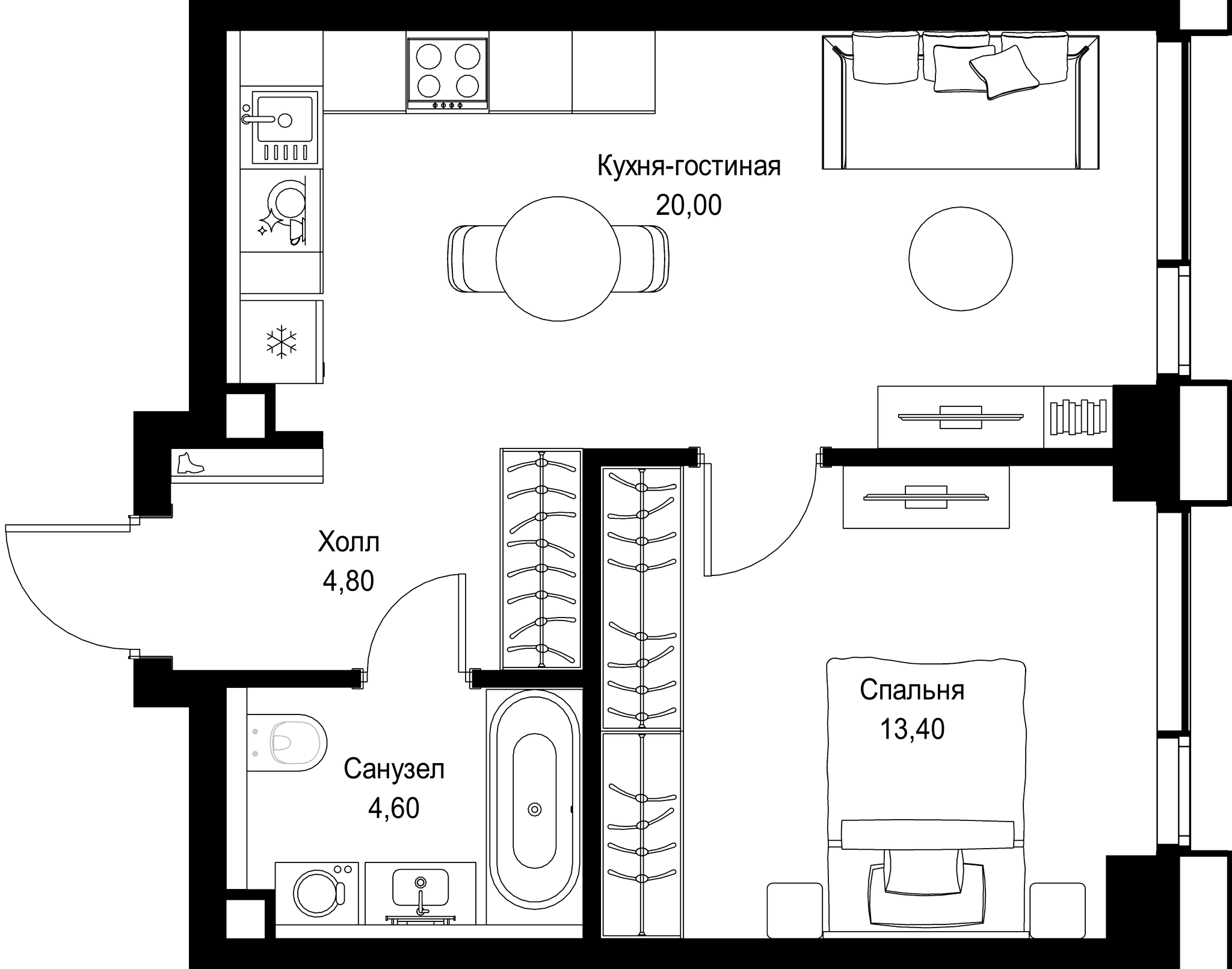 1-комн. Квартира 42.80 м², г. Москва, Вишнёвая улица