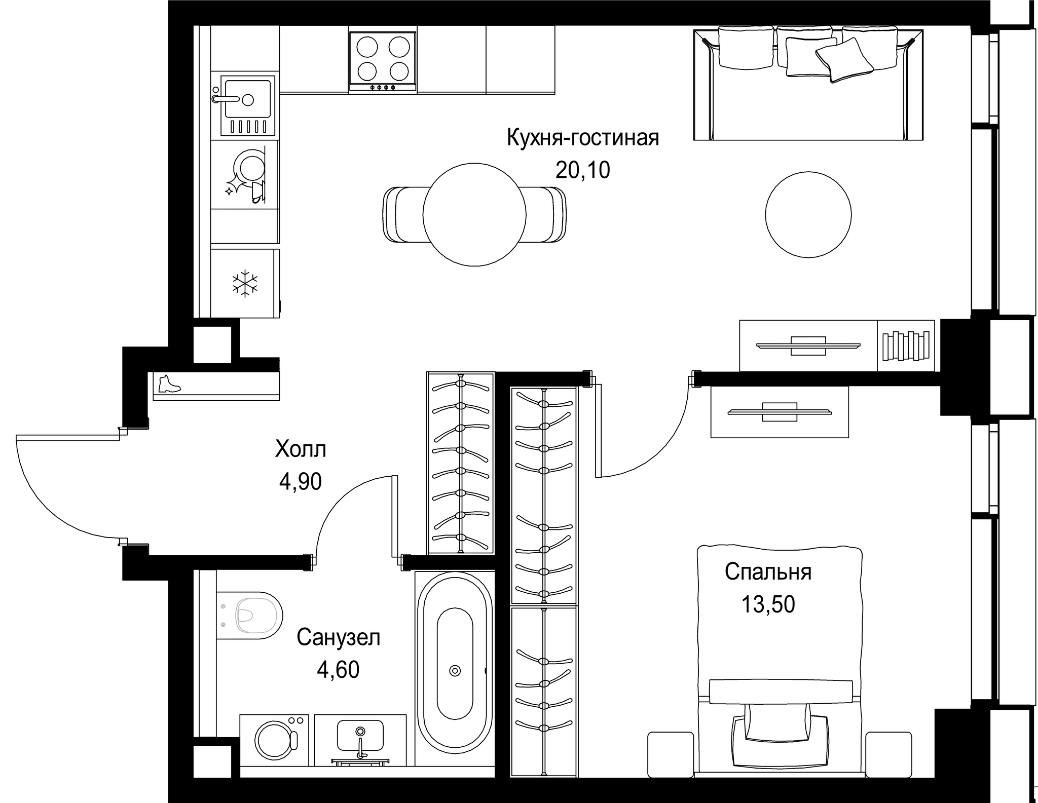 1-комн. Квартира 43.10 м², г. Москва, Вишнёвая улица