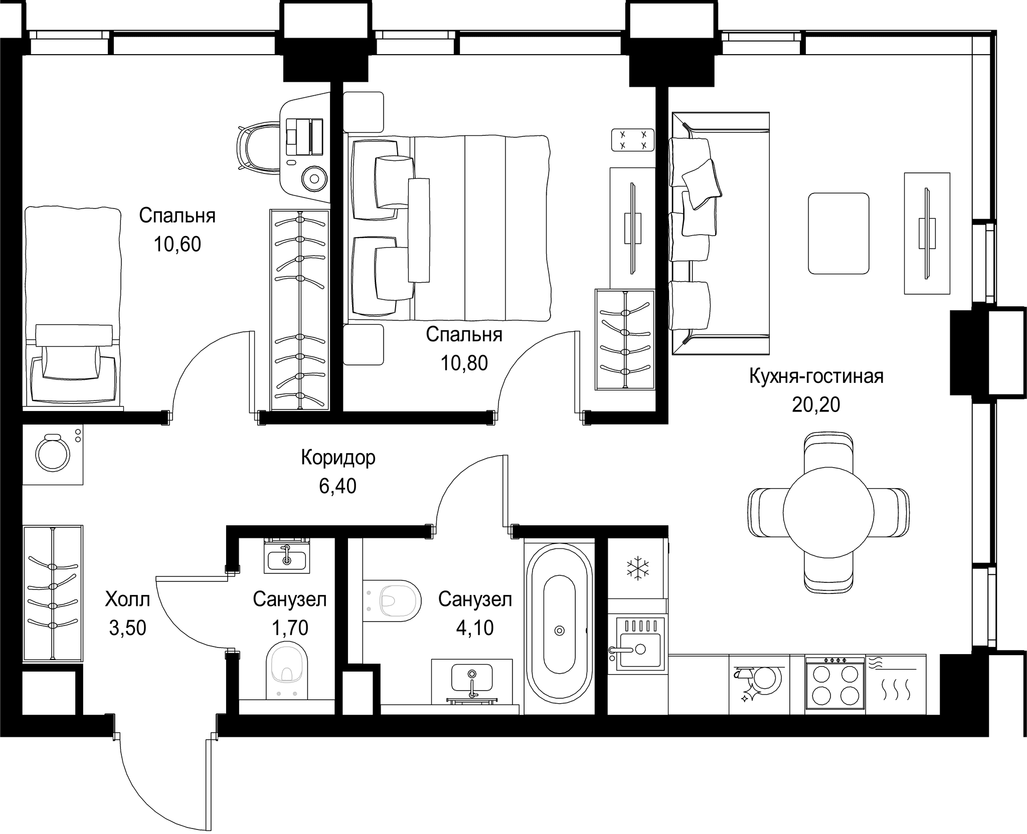 2-комн. Квартира 57.30 м², г. Москва, Вишнёвая улица