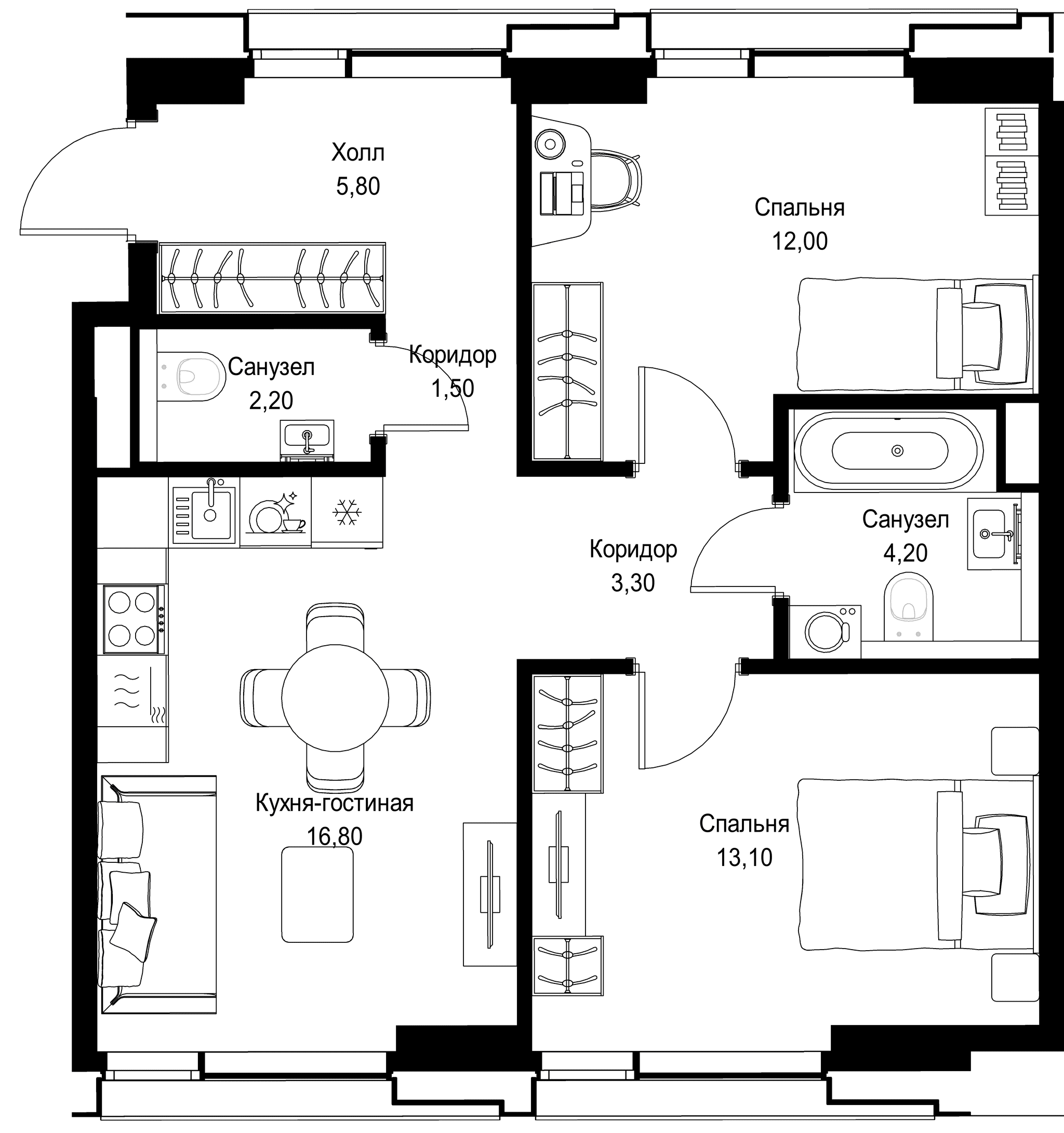 2-комн. Квартира 58.90 м², г. Москва, Вишнёвая улица