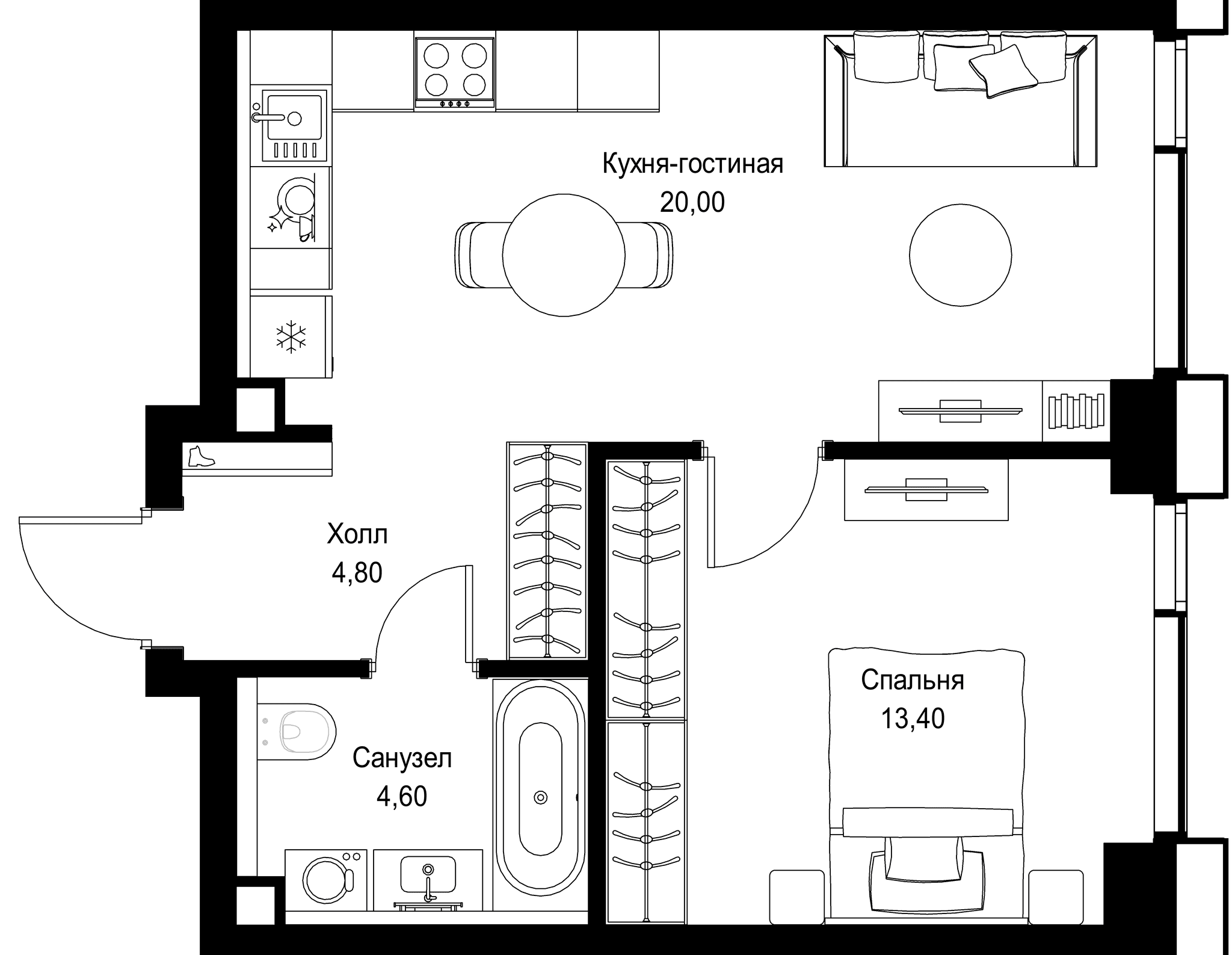 1-комн. Квартира 42.80 м², г. Москва, Вишнёвая улица