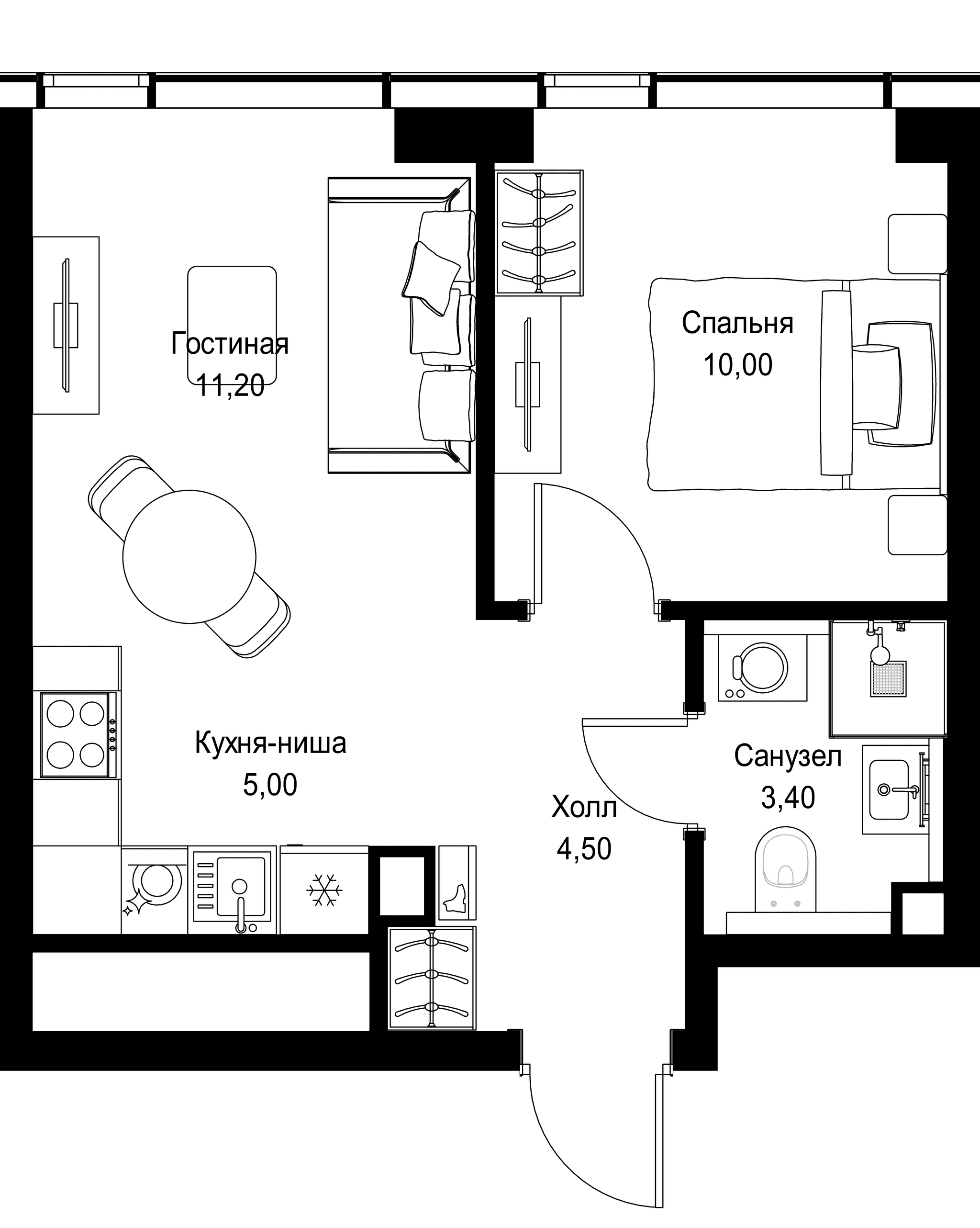 1-комн. Квартира 34.10 м², г. Москва, Вишнёвая улица