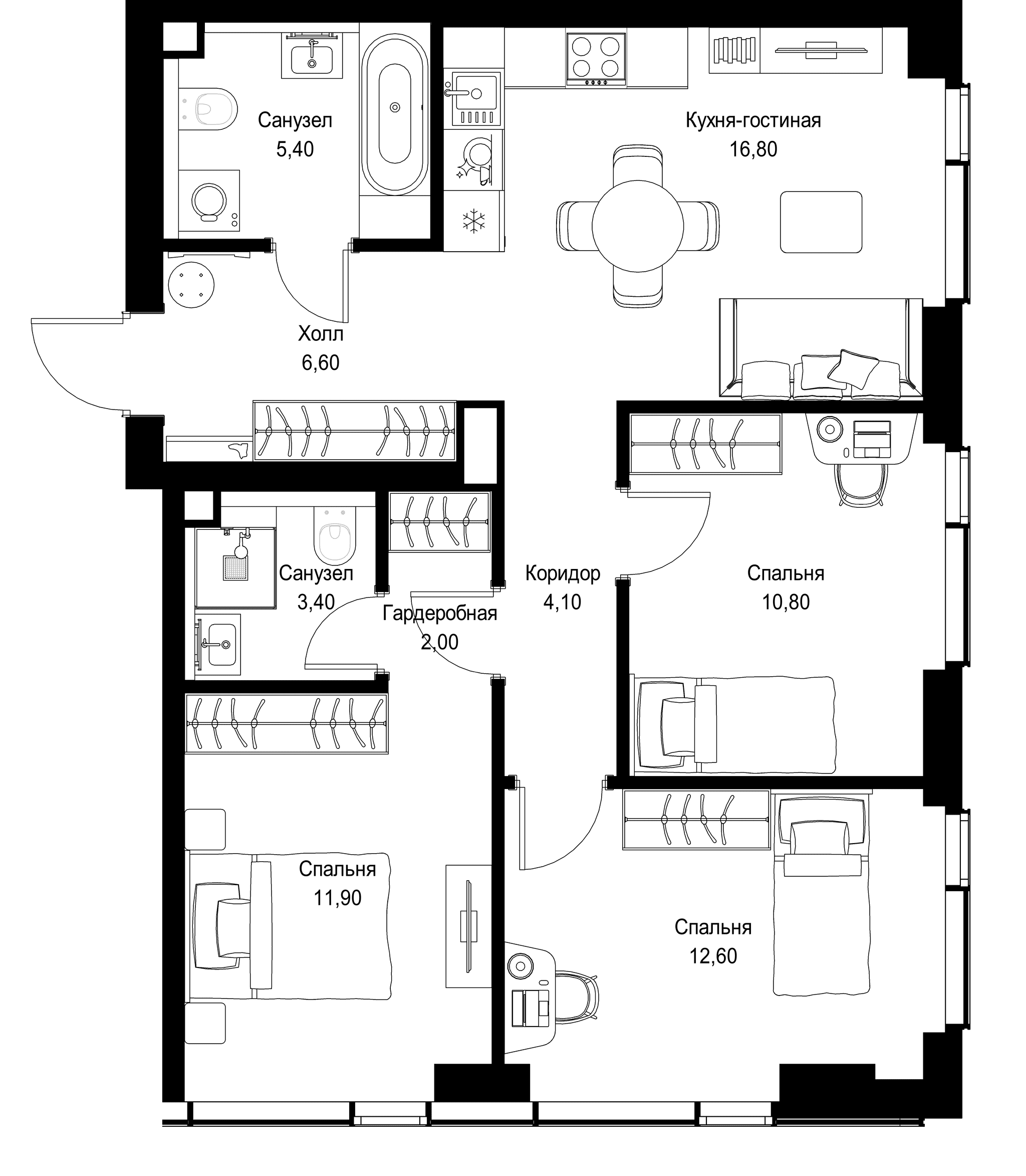 3-комн. Квартира 73.60 м², г. Москва, Вишнёвая улица