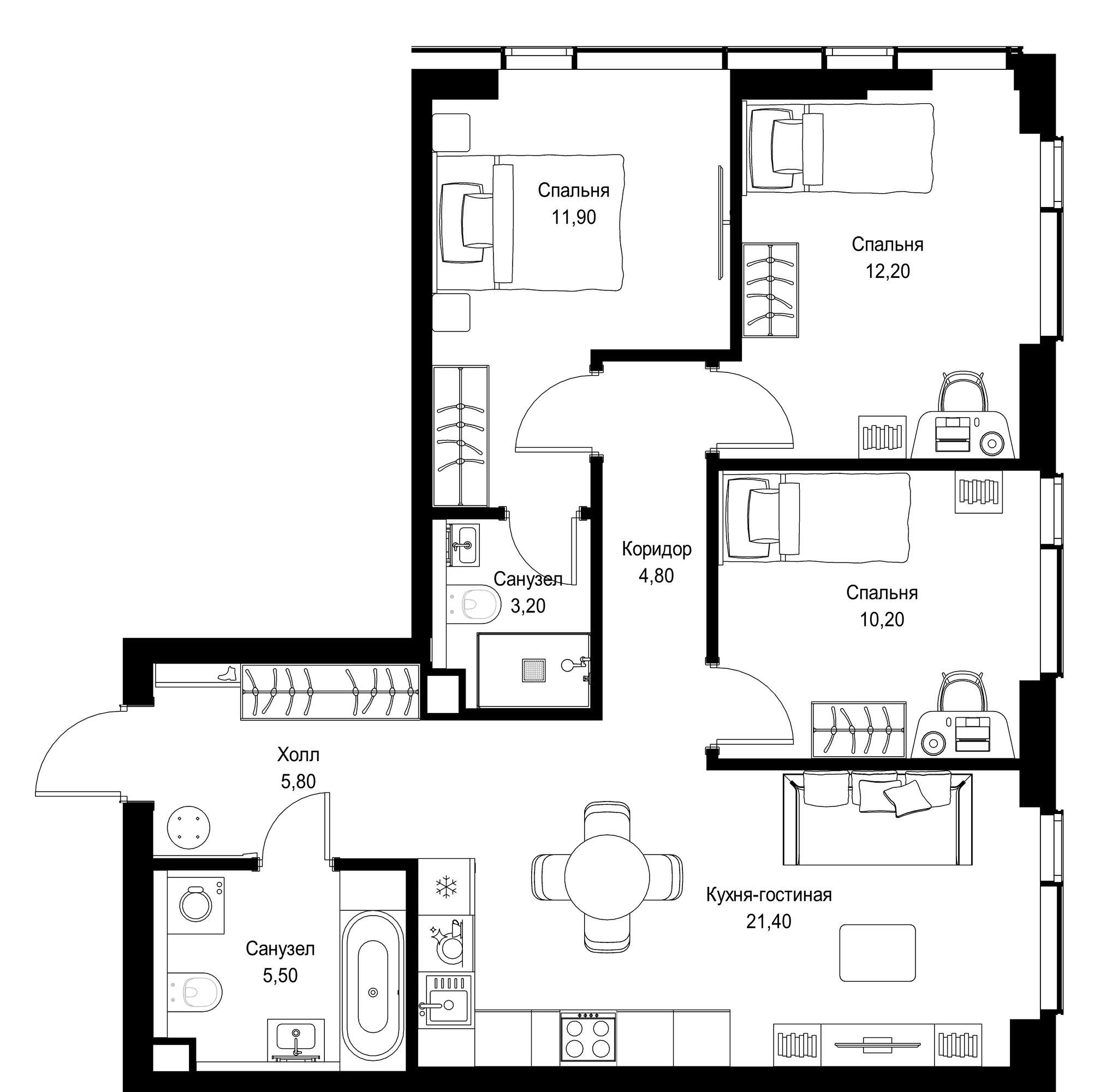 3-комн. Квартира 75.00 м², г. Москва, Вишнёвая улица