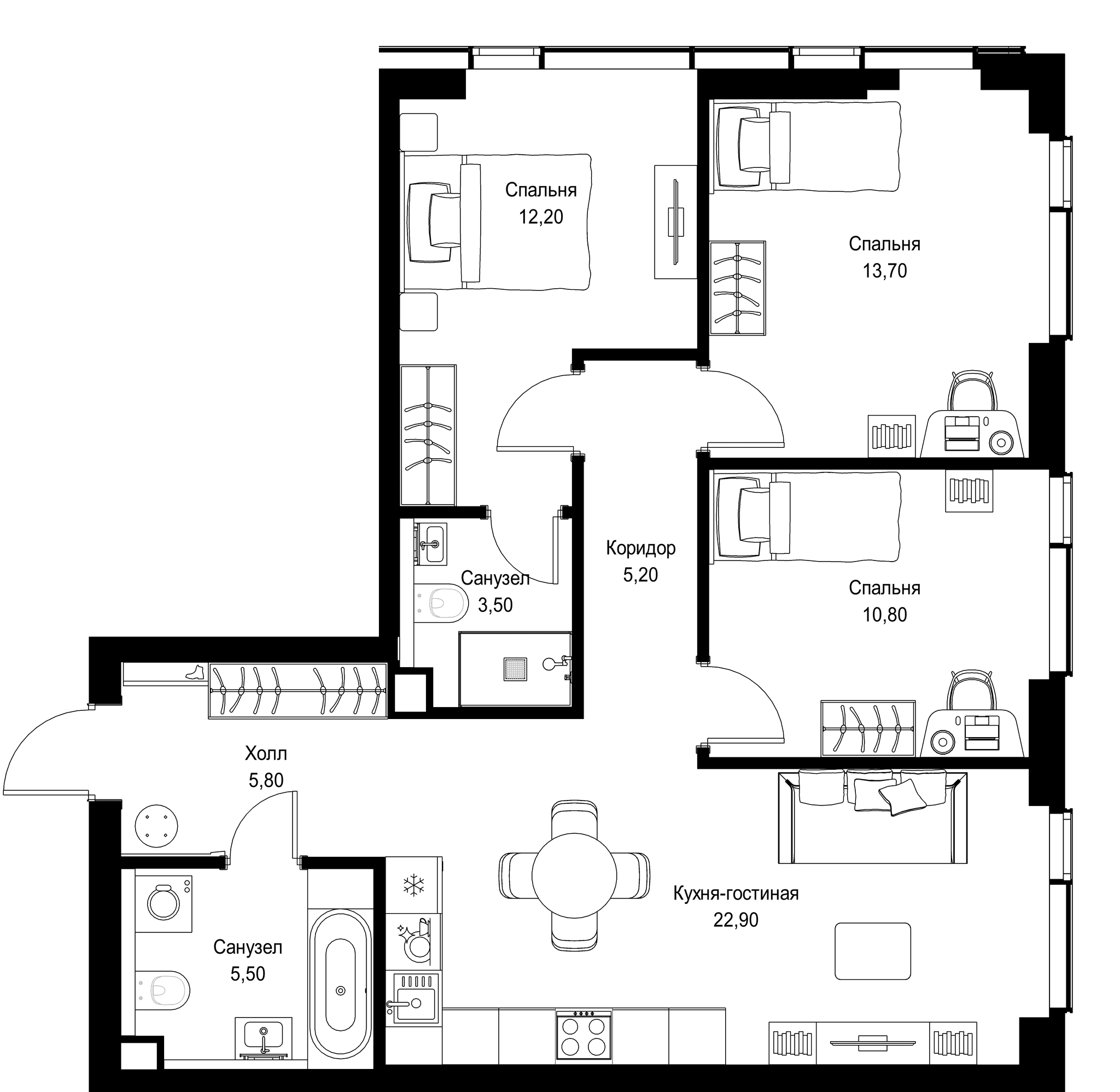 3-комн. Квартира 79.60 м², г. Москва, Вишнёвая улица
