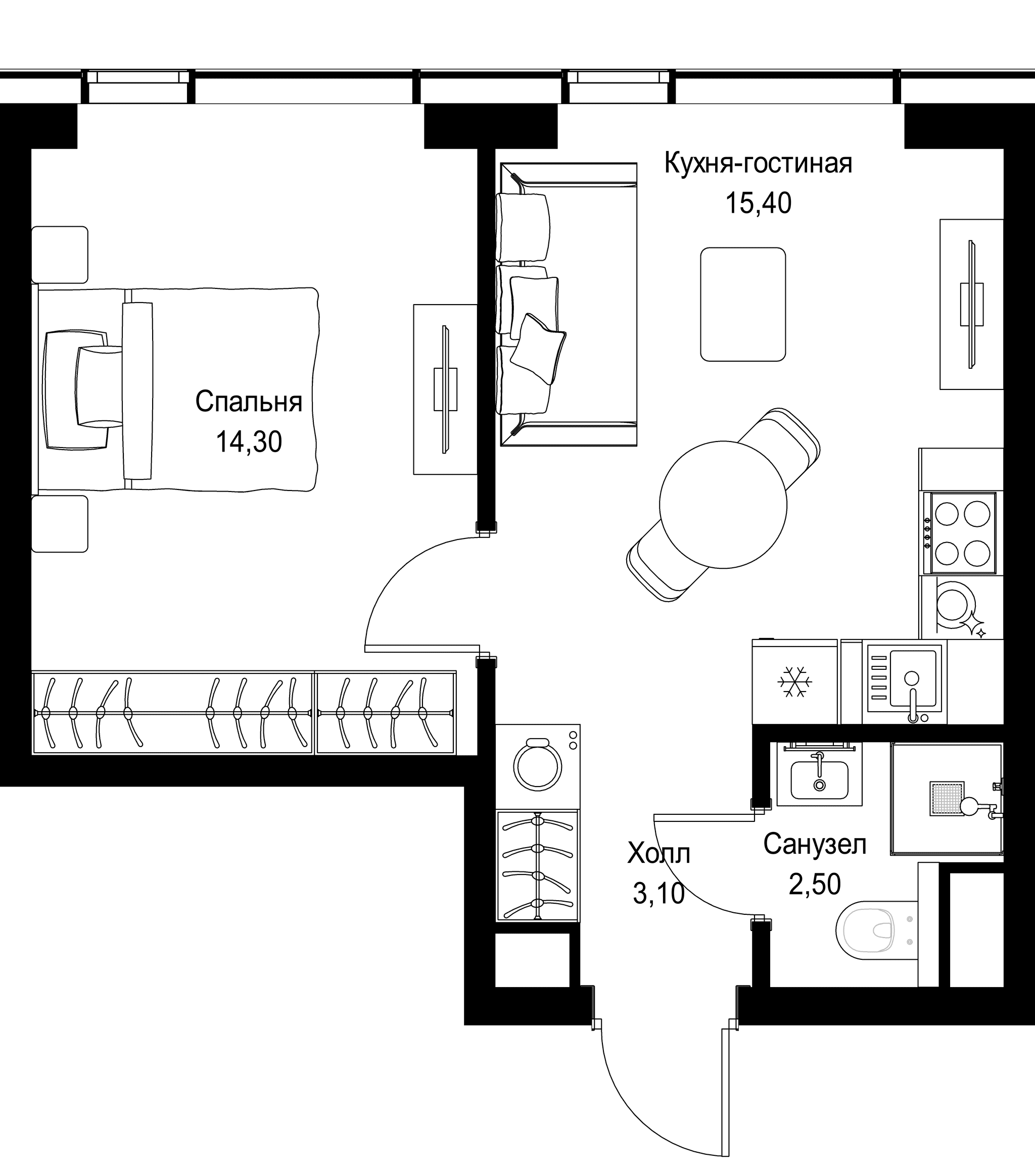 1-комн. Квартира 35.30 м², г. Москва, Вишнёвая улица