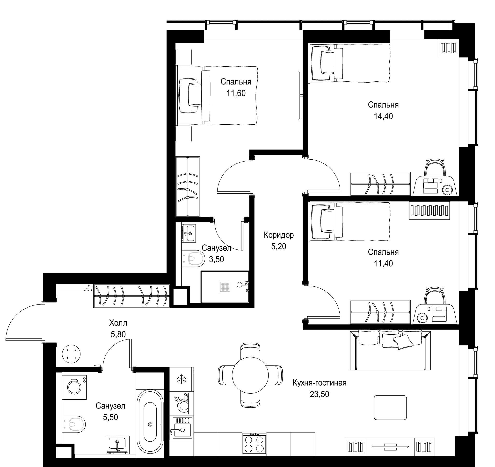 3-комн. Квартира 80.90 м², г. Москва, Вишнёвая улица