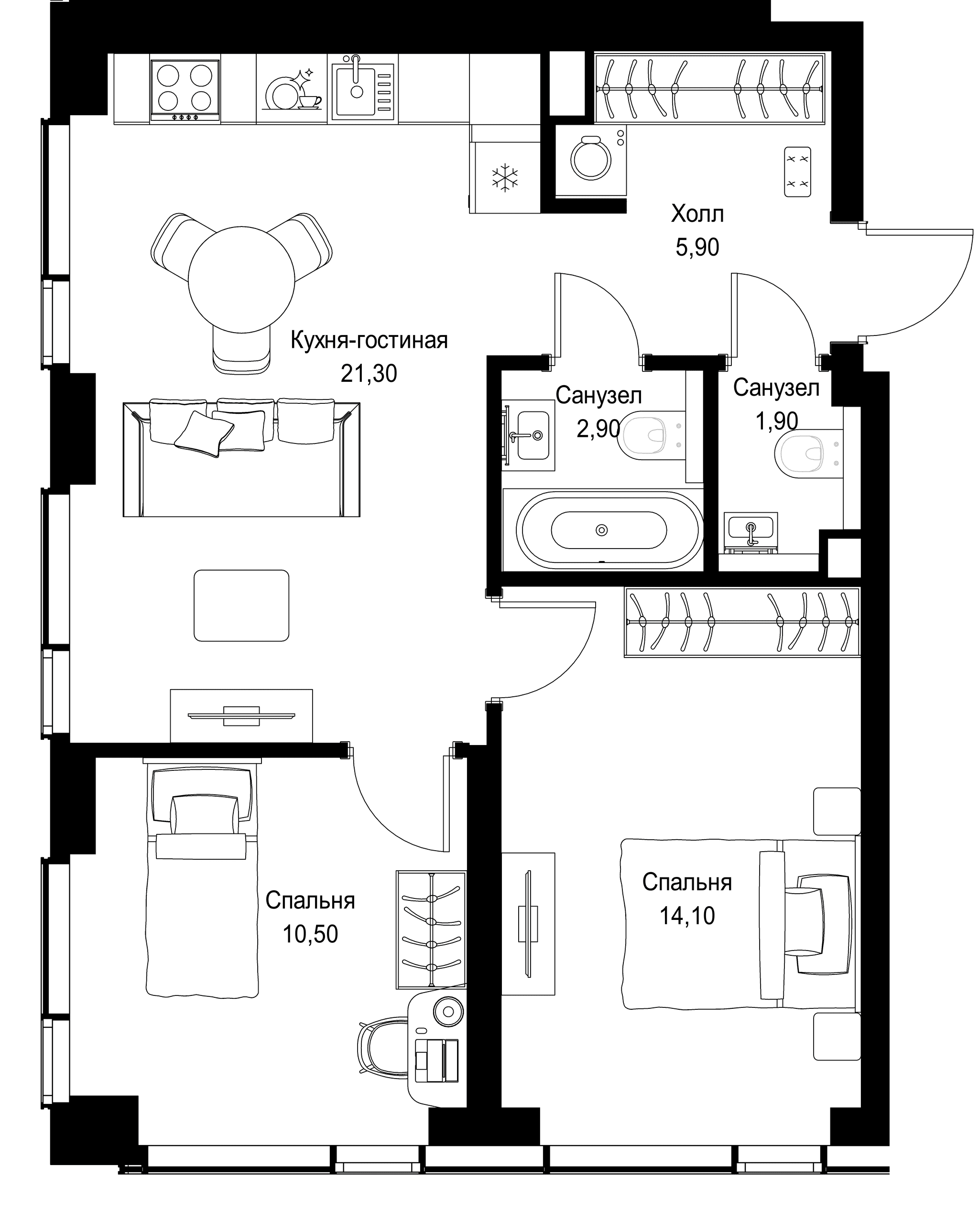2-комн. Квартира 56.60 м², г. Москва, Вишнёвая улица
