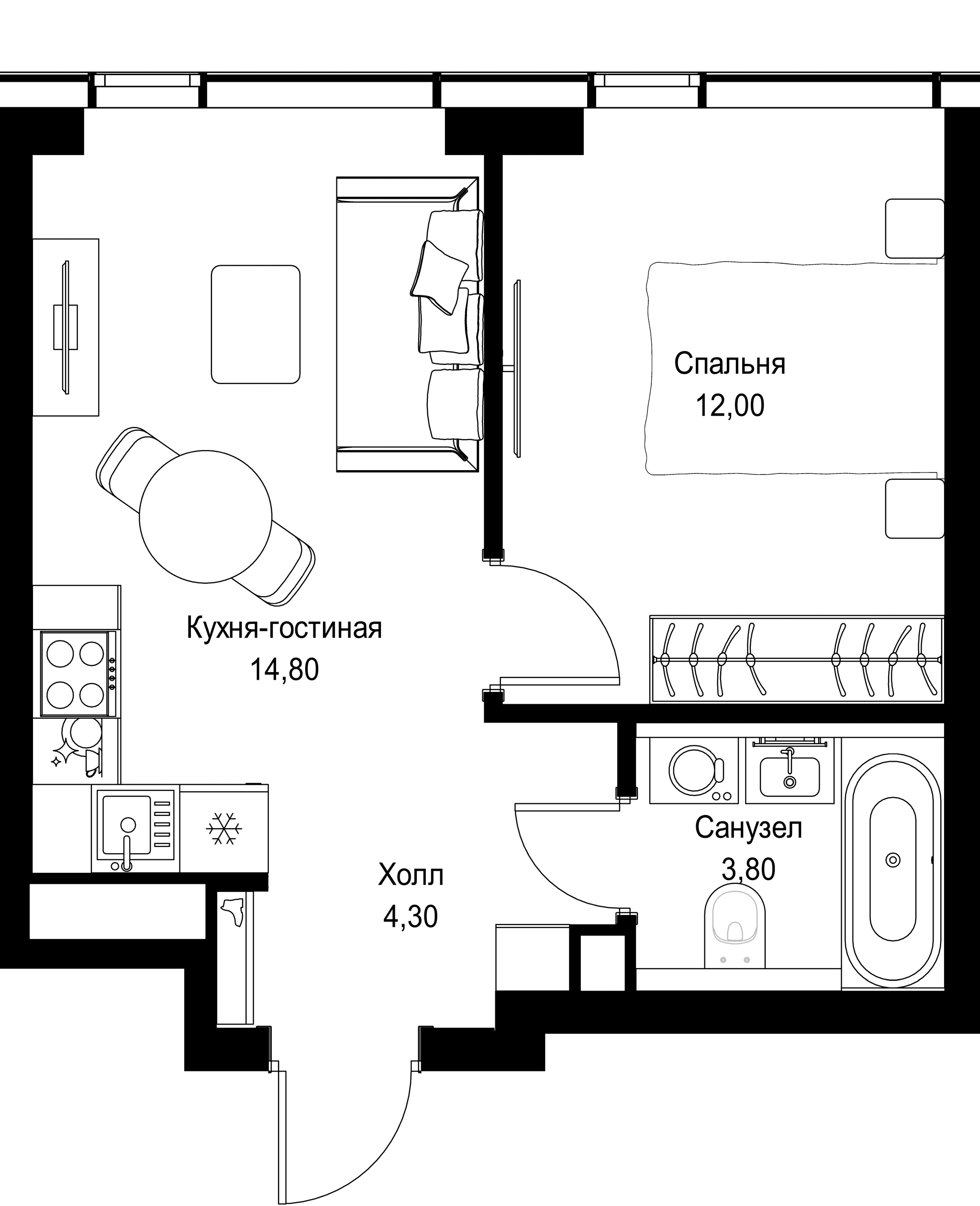 1-комн. Квартира 34.90 м², г. Москва, Вишнёвая улица