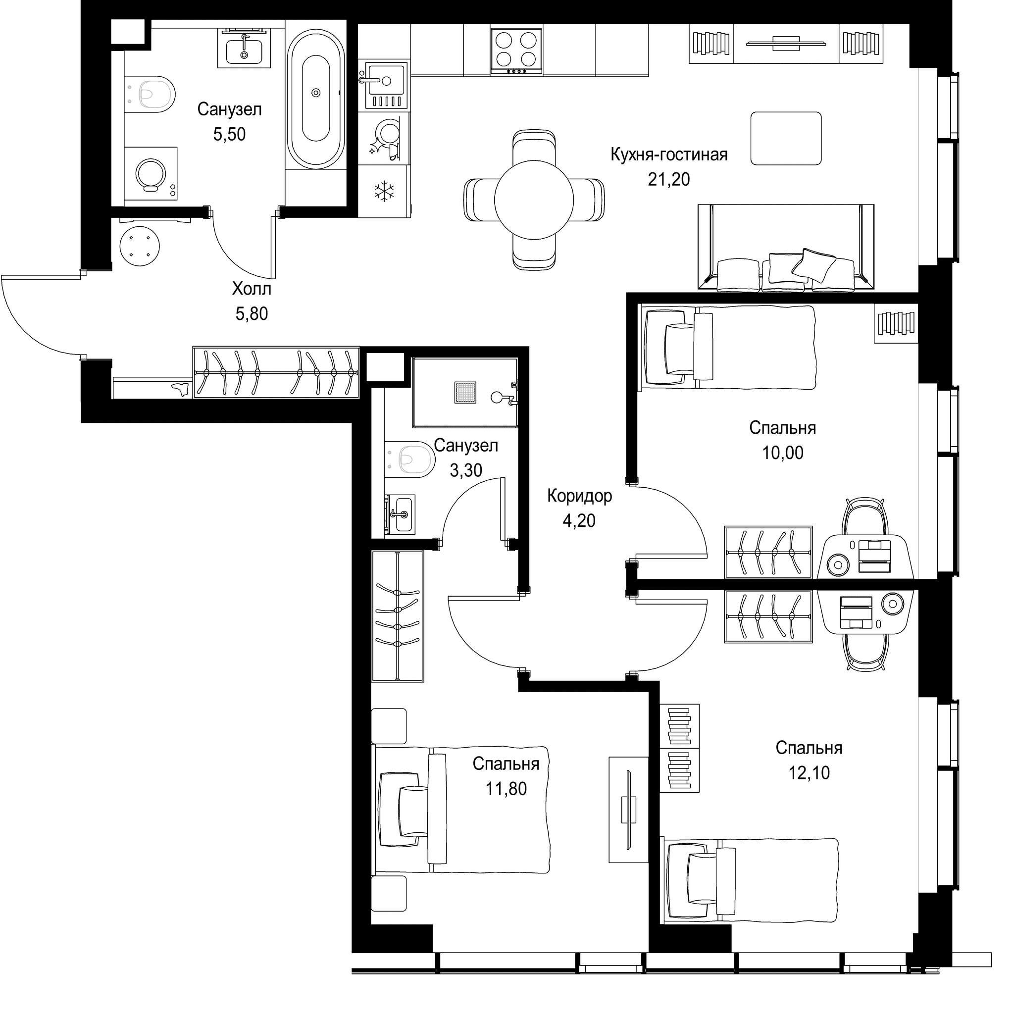3-комн. Квартира 73.90 м², г. Москва, Вишнёвая улица