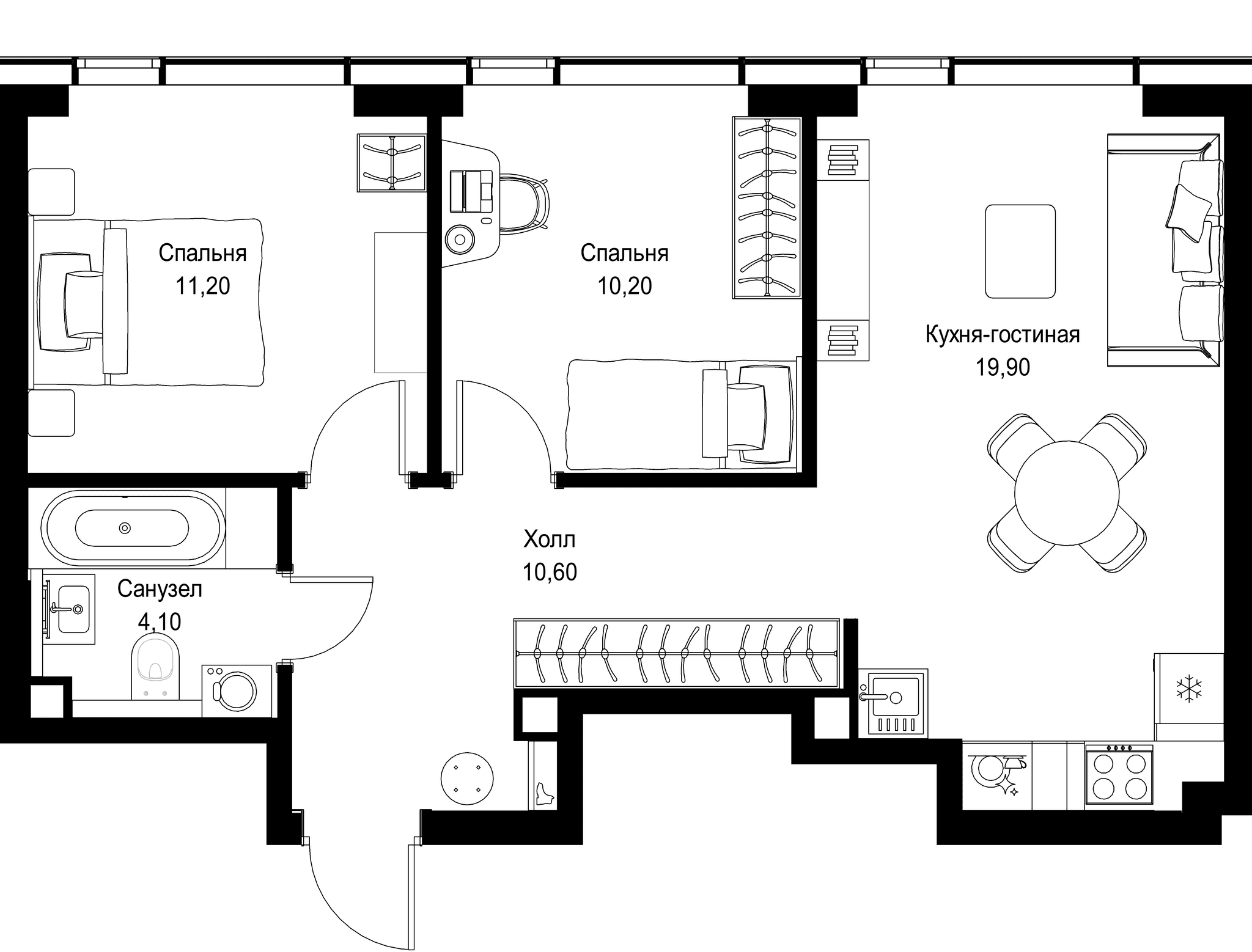 2-комн. Квартира 56.00 м², г. Москва, Вишнёвая улица
