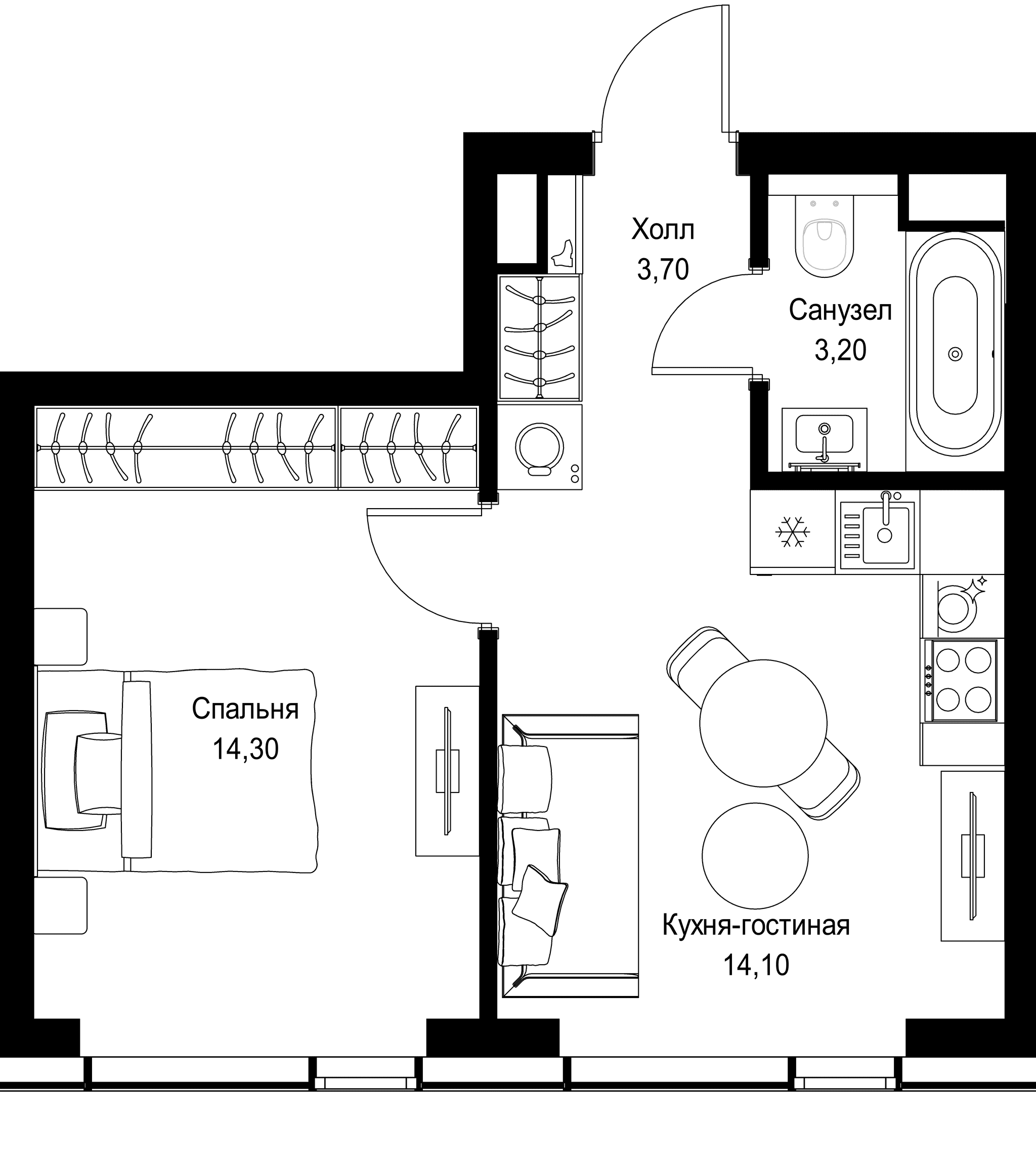 1-комн. Квартира 35.30 м², г. Москва, Вишнёвая улица