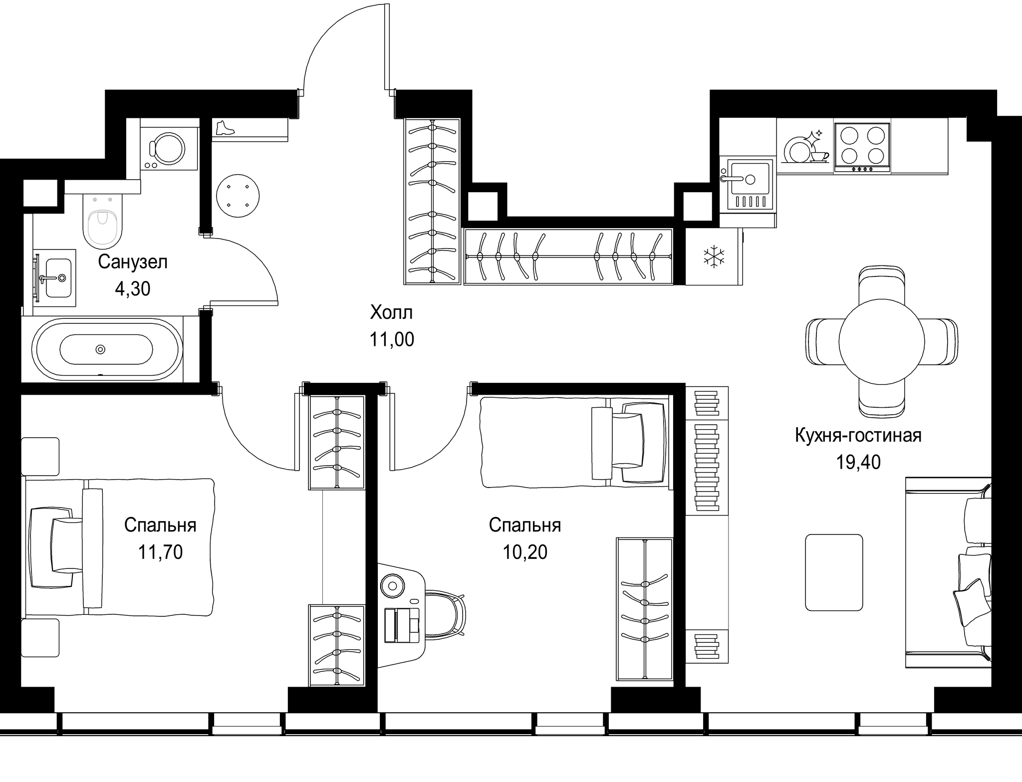 2-комн. Квартира 56.60 м², г. Москва, Вишнёвая улица
