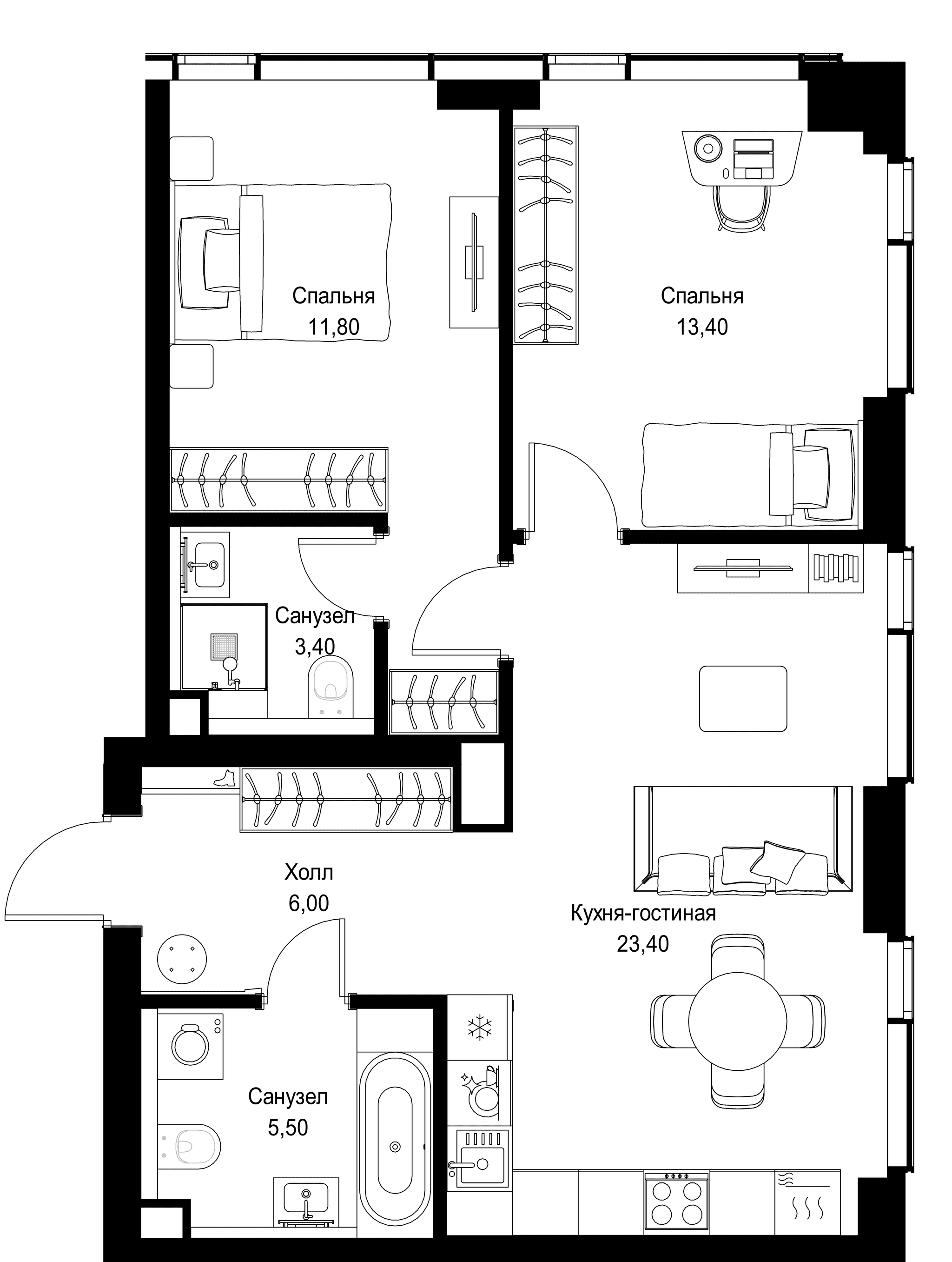 2-комн. Квартира 65.60 м², г. Москва, Вишнёвая улица