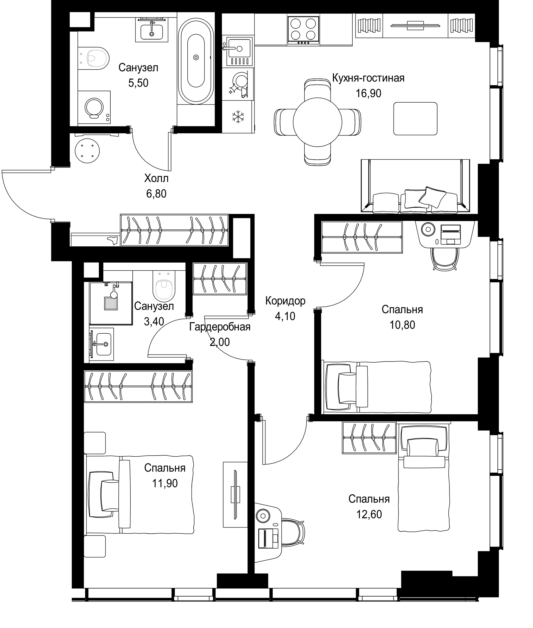 3-комн. Квартира 74.00 м², г. Москва, Вишнёвая улица