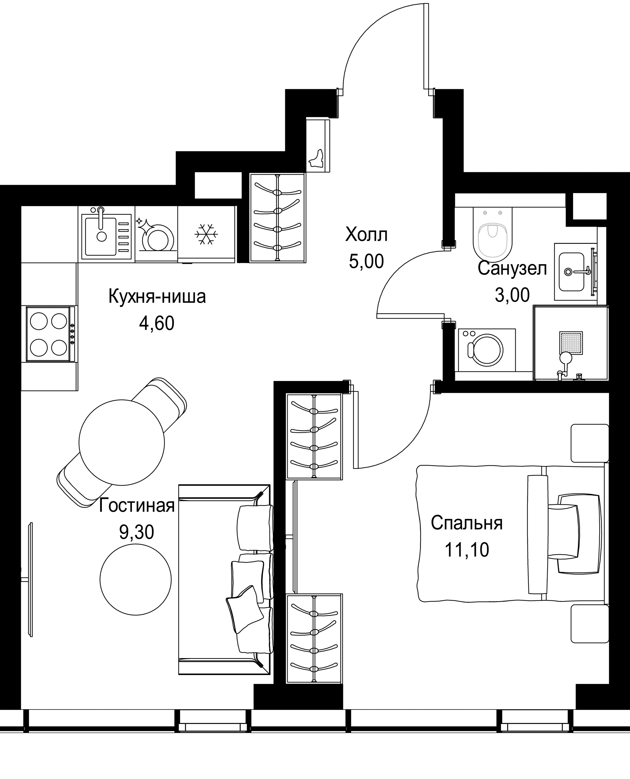 1-комн. Квартира 33.00 м², г. Москва, Вишнёвая улица