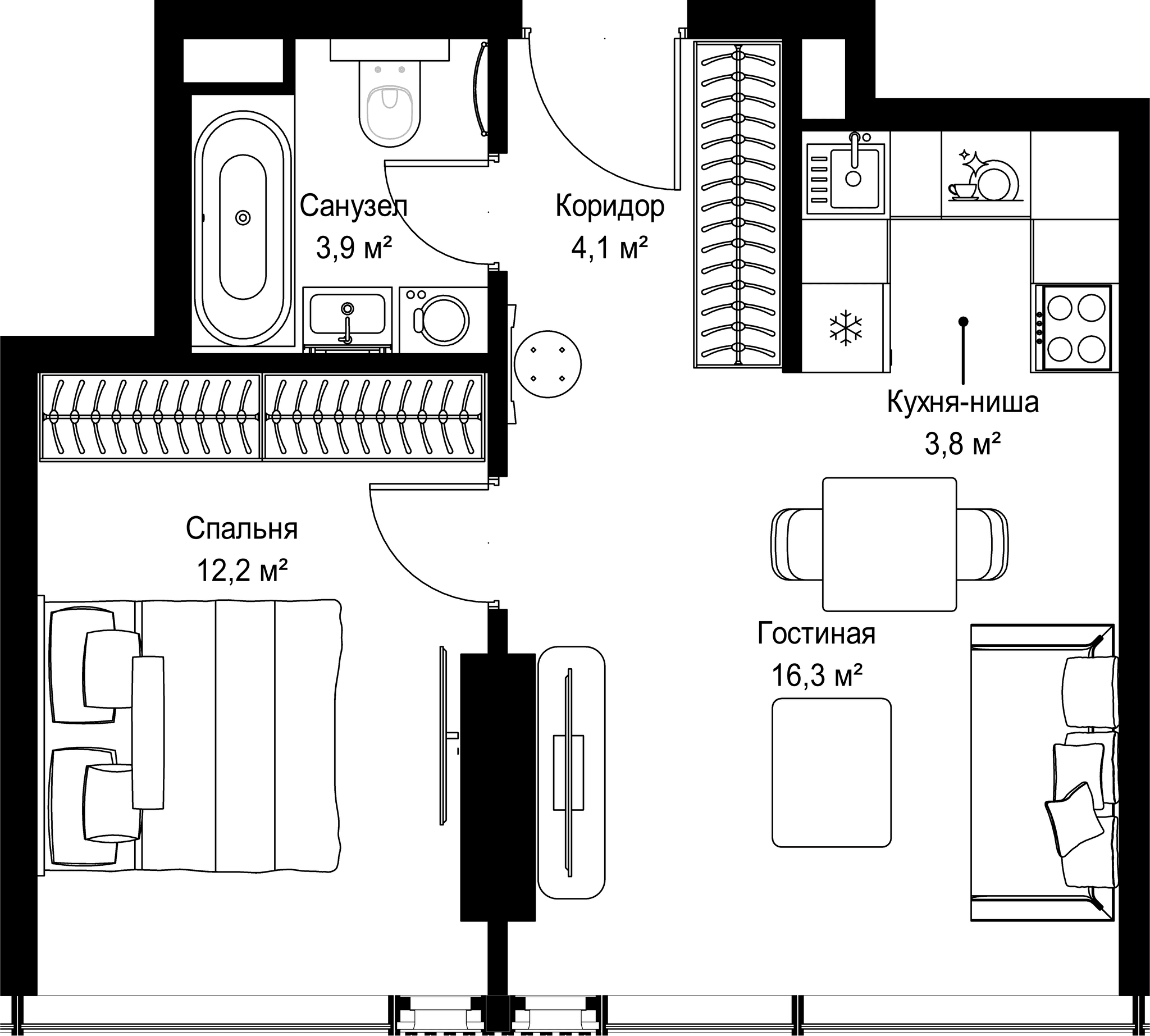 1-комн. Квартира 40.30 м², Россия, Москва