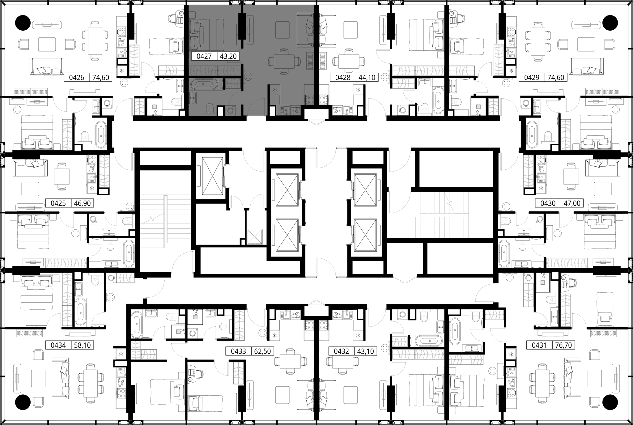 1-комн. Квартира 43.20 м², Россия, Москва