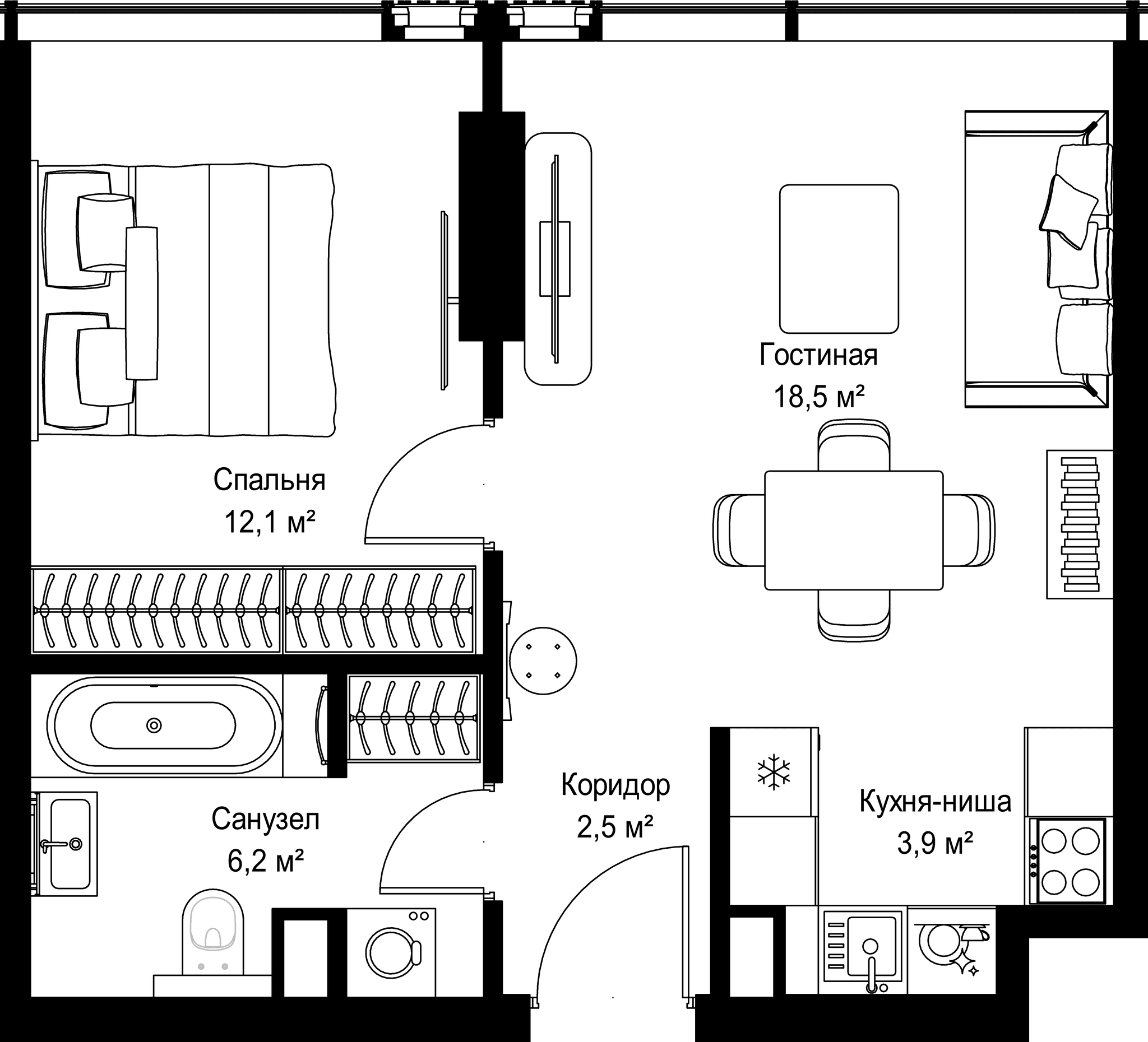 1-комн. Квартира 43.20 м², Россия, Москва