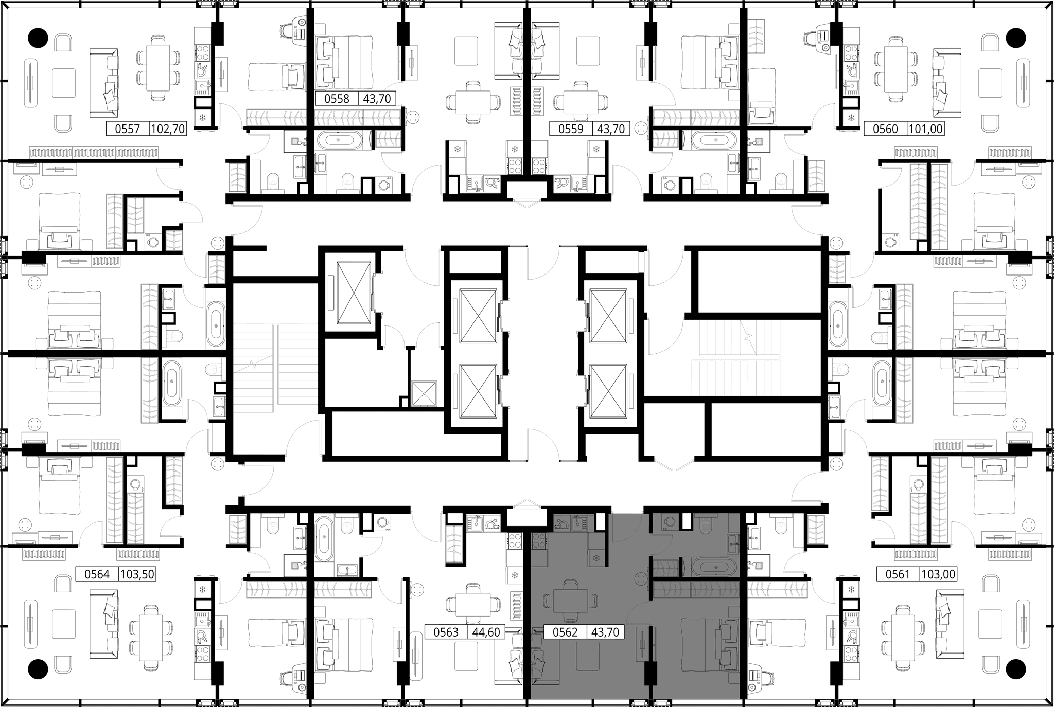 1-комн. Квартира 43.70 м², Россия, Москва