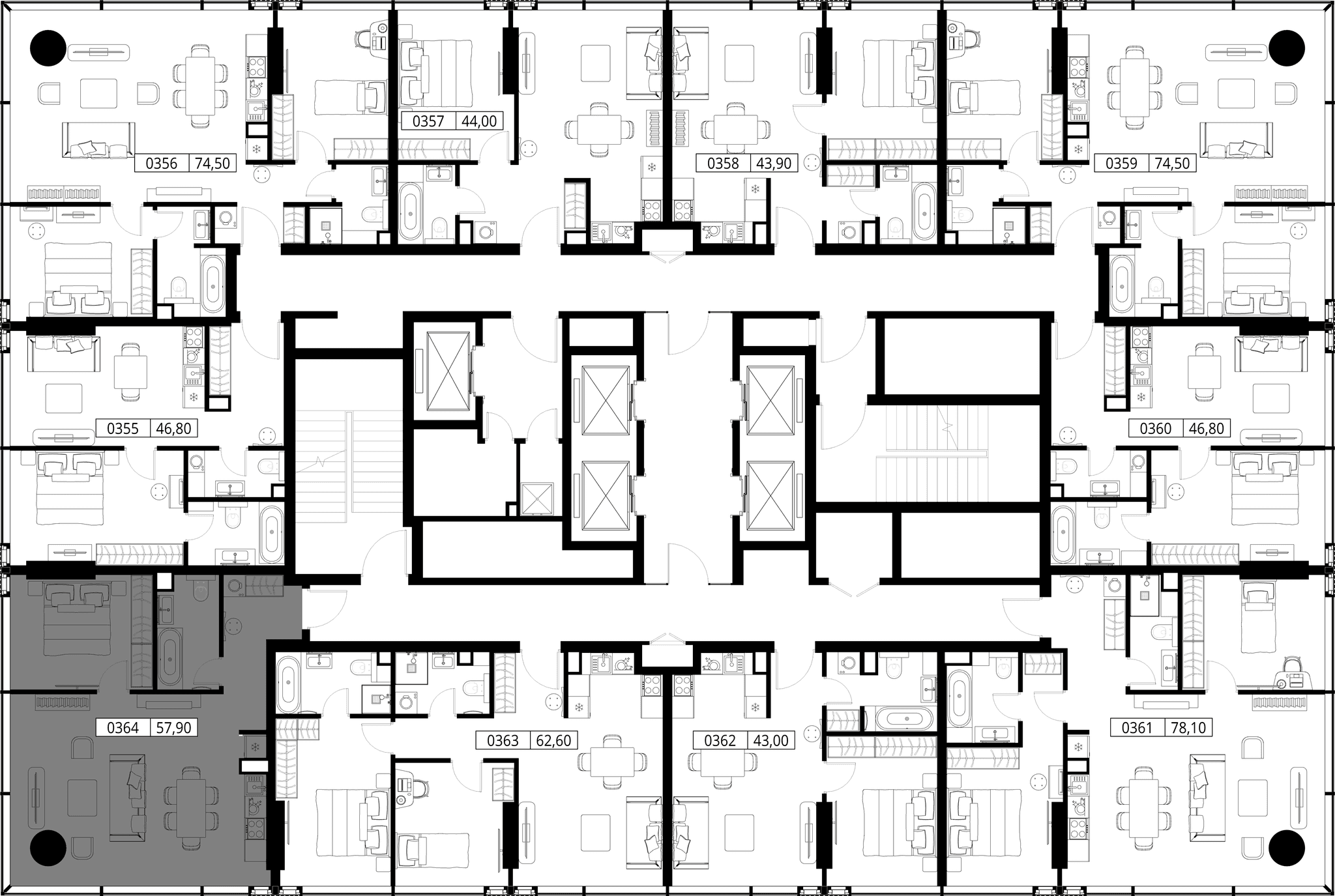 1-комн. Квартира 57.90 м², Россия, Москва