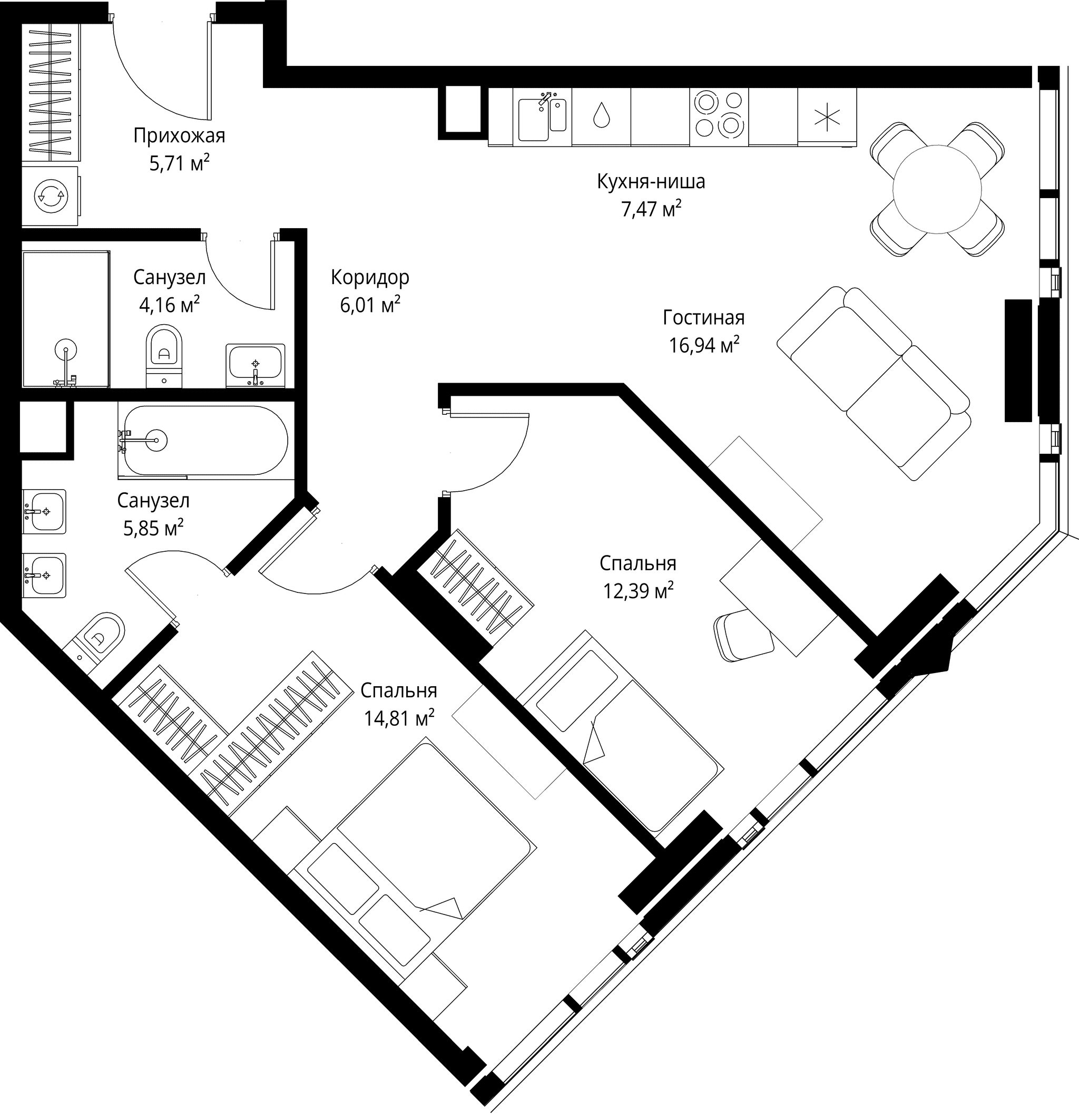 2-комн. Квартира 73.34 м², Москва, 3-й Силикатный проезд