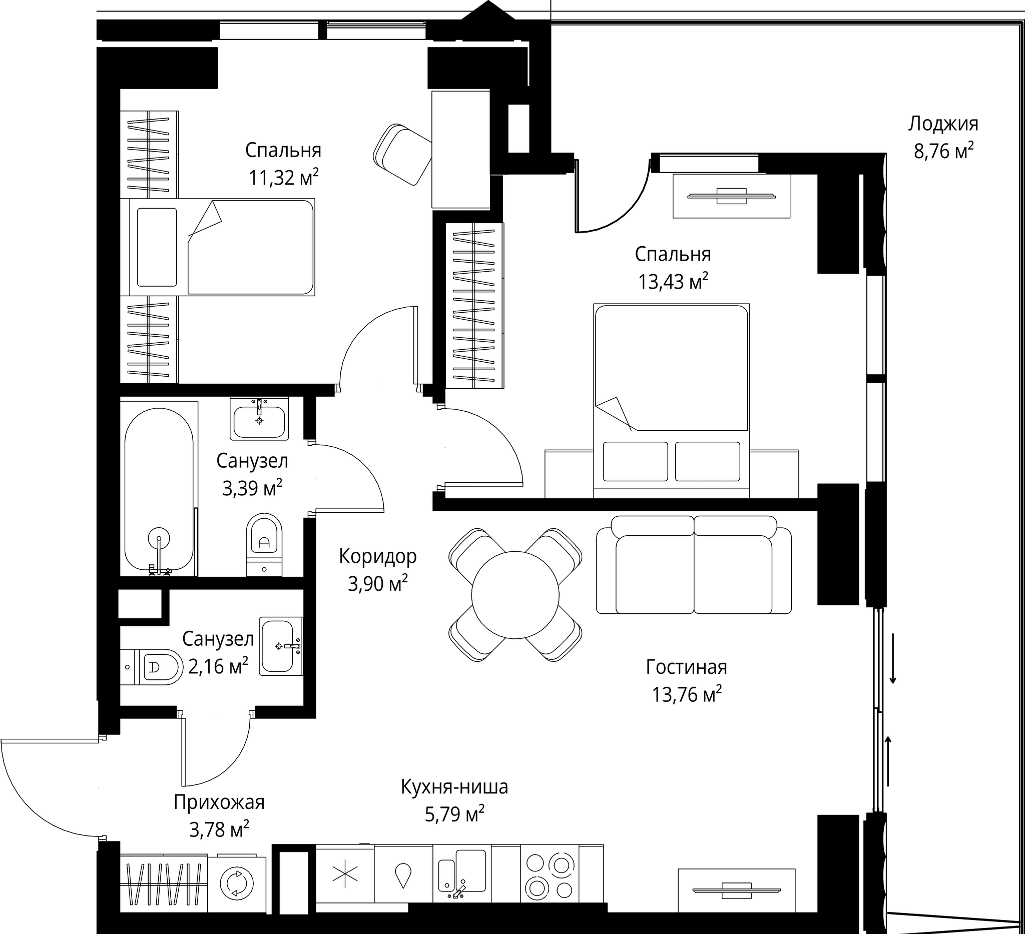 2-комн. Квартира 66.29 м², Москва, 3-й Силикатный проезд