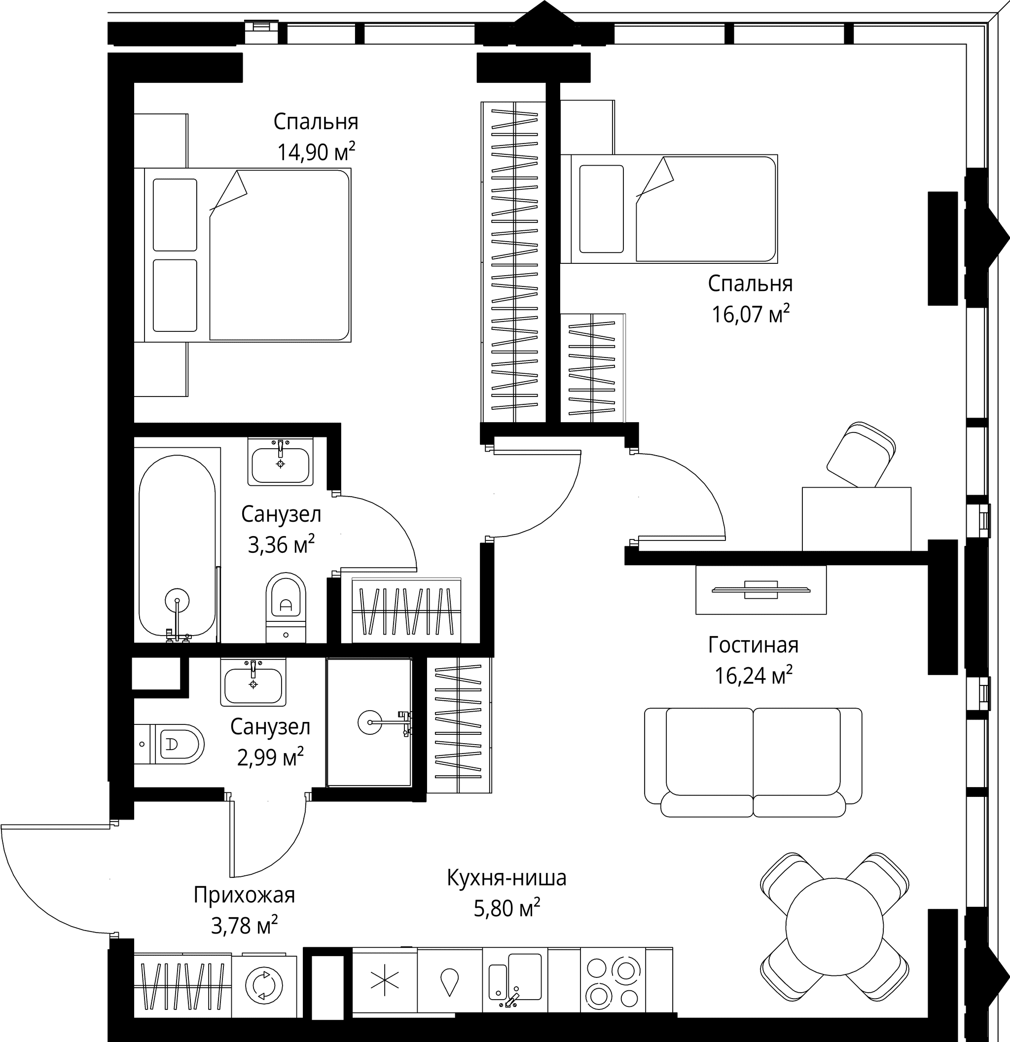 2-комн. Квартира 63.14 м², Москва, 3-й Силикатный проезд
